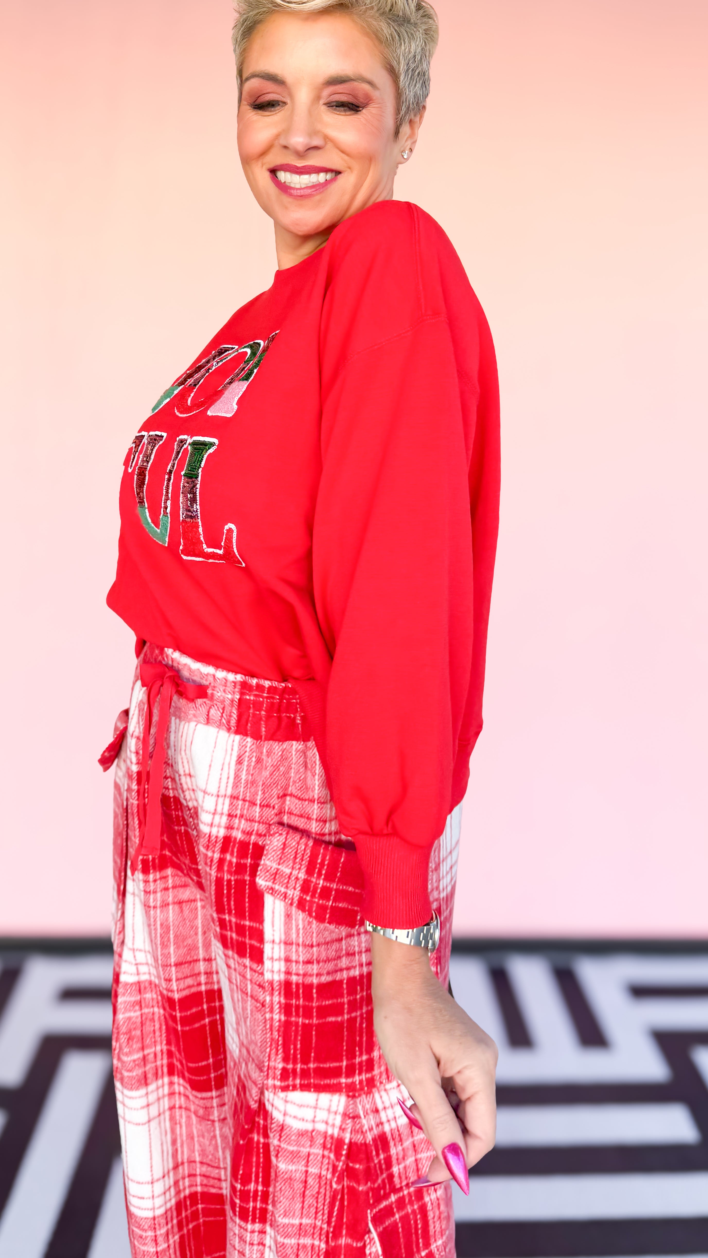 Sequin JOYFUL Sweatshirt/Red