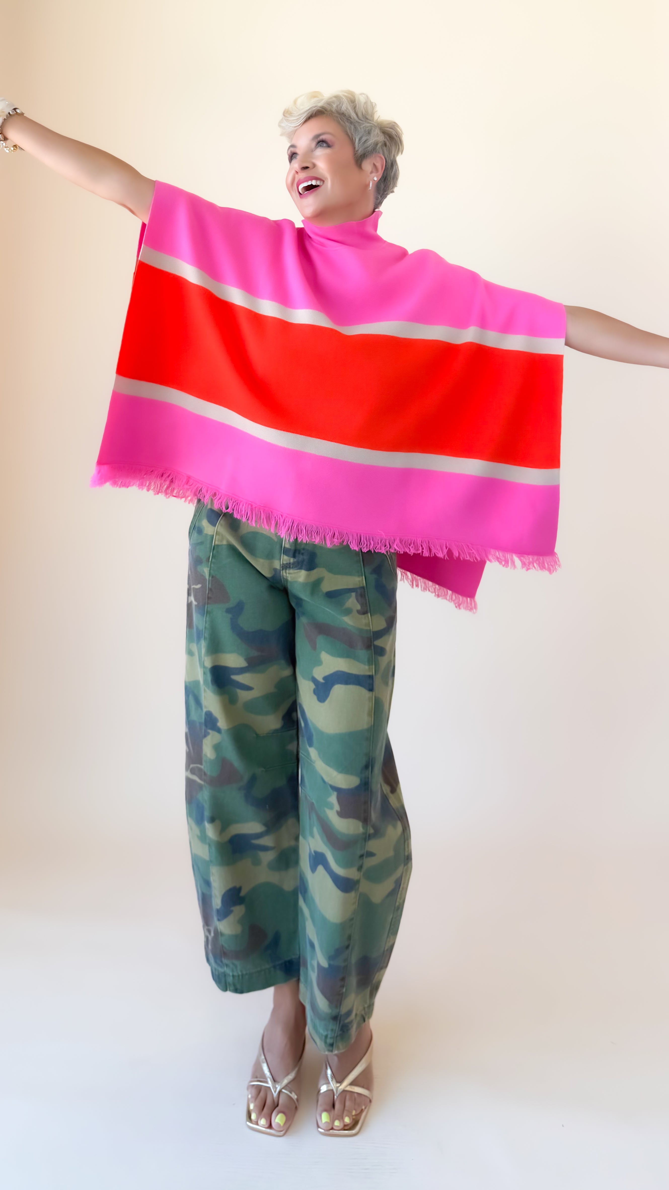 Patrice Pink Poncho