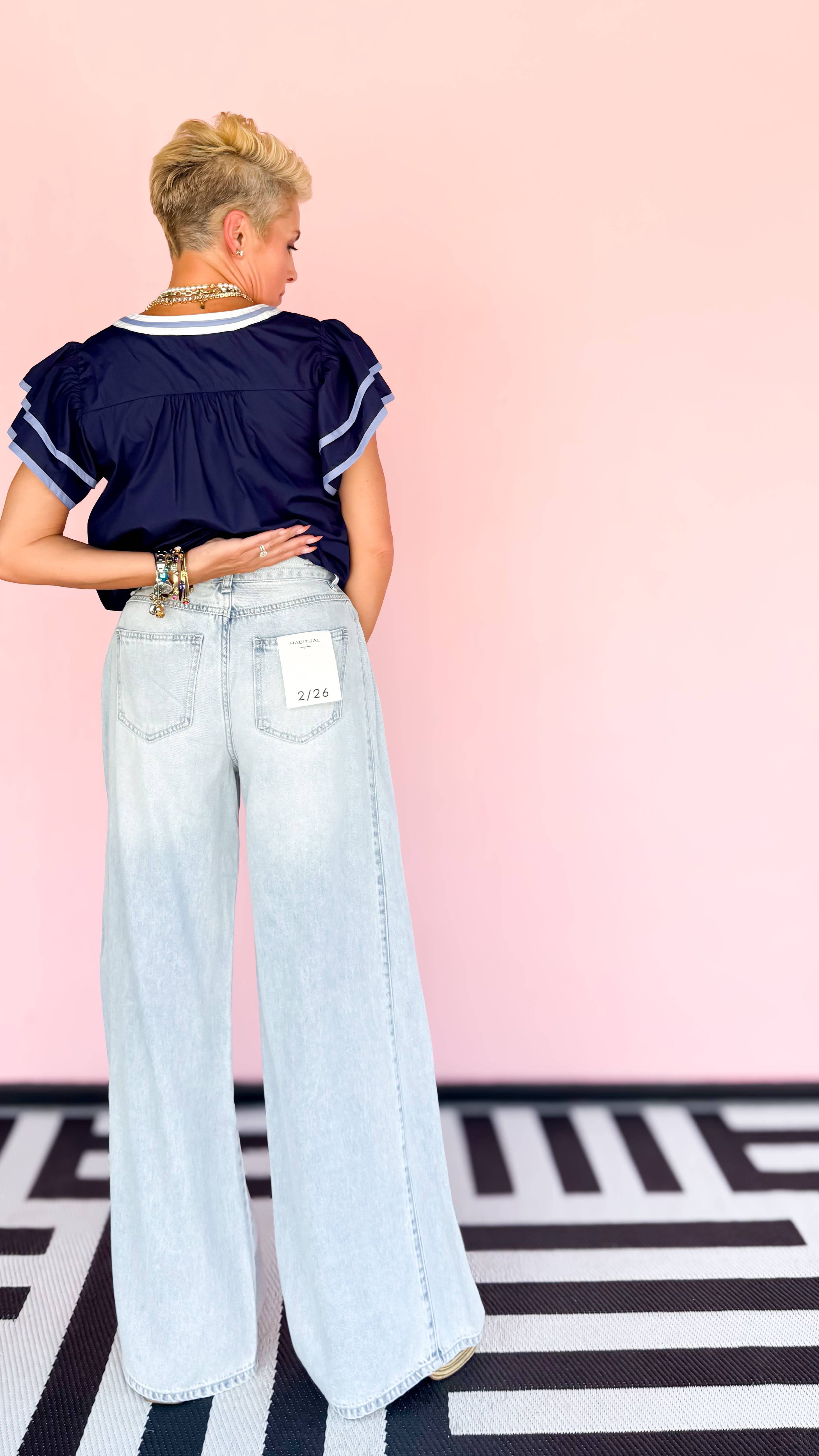 Low Slung Wide Leg Jean - The BLVD