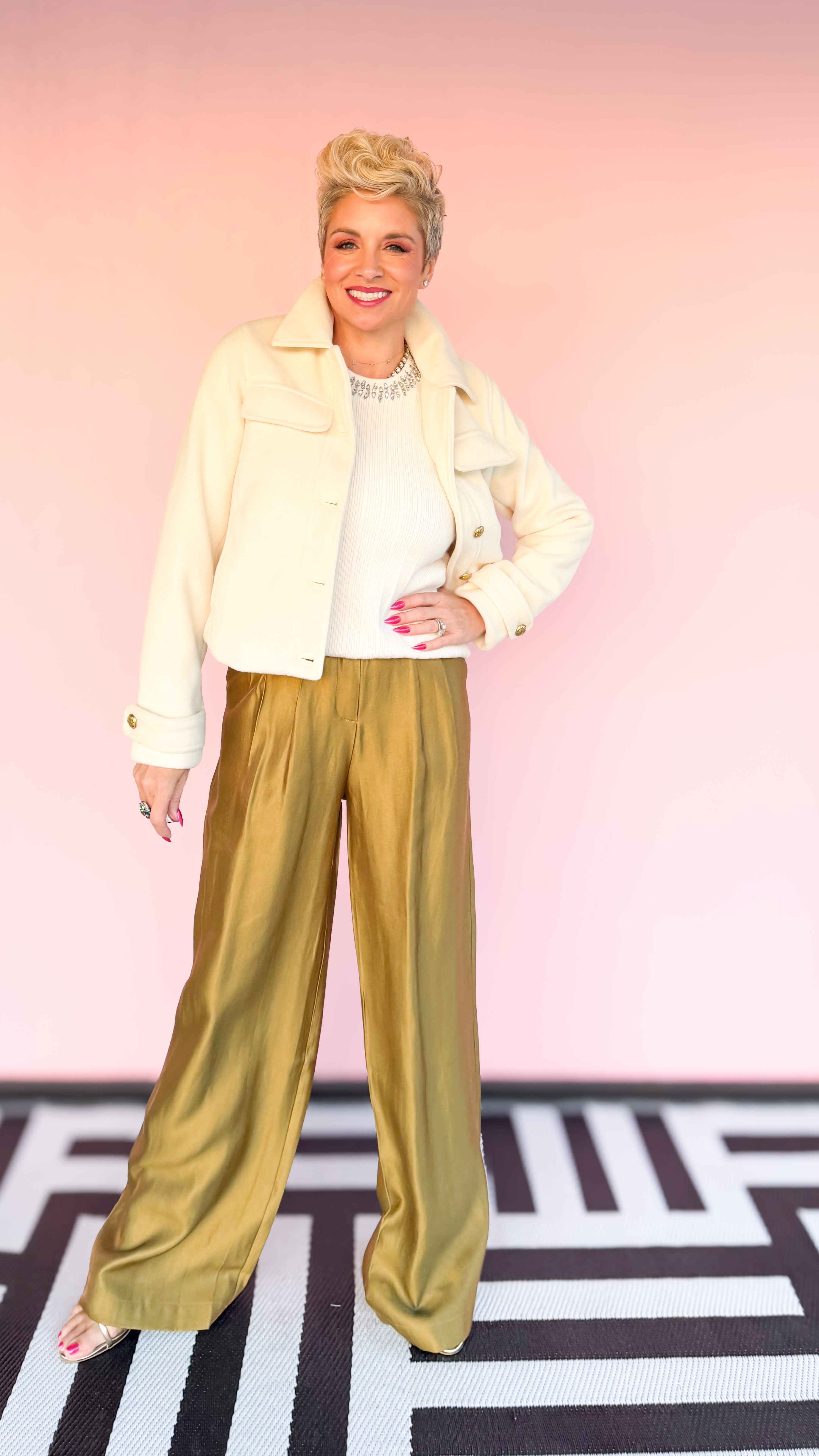 High Waist Wide Pants in Olive