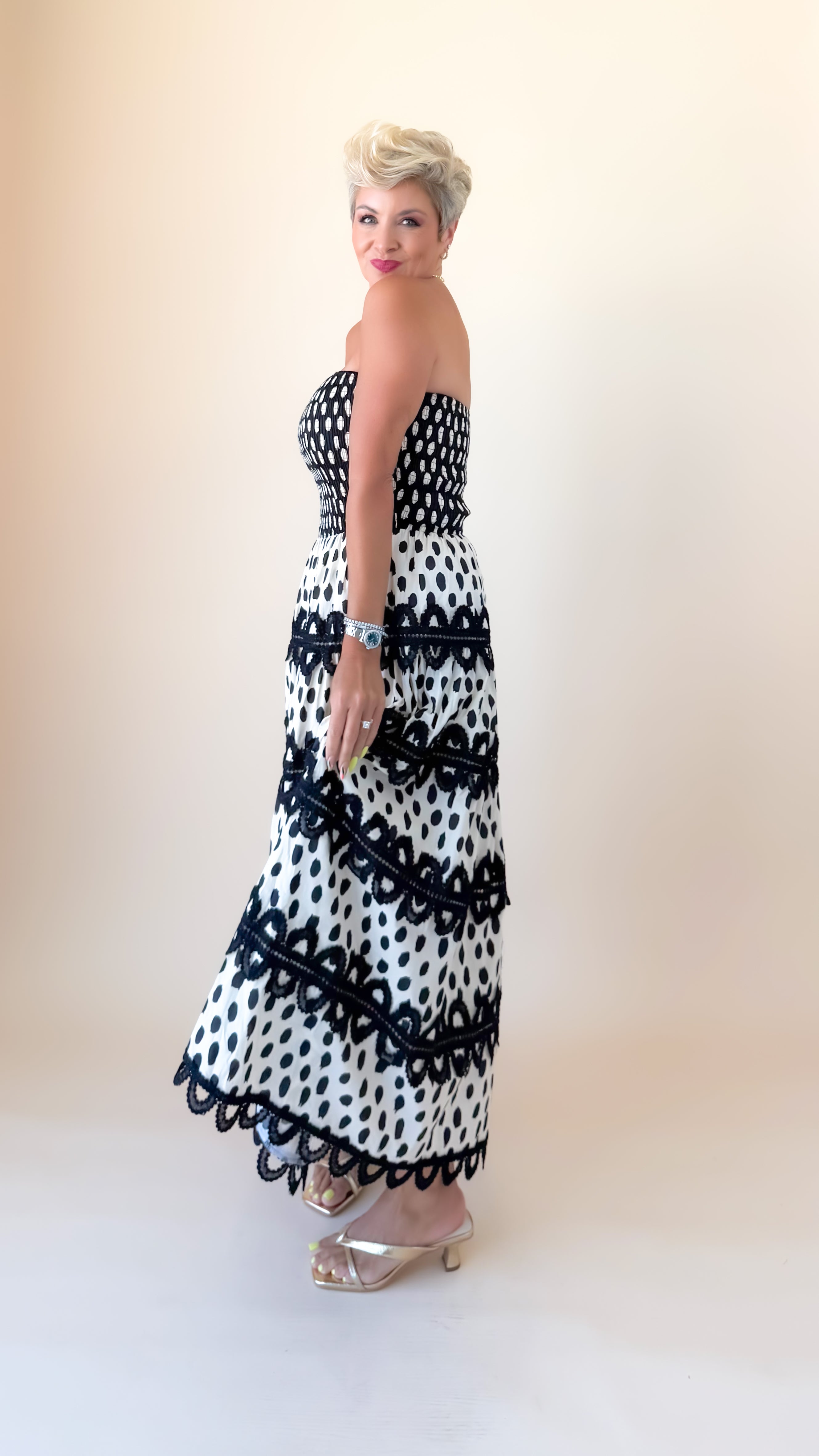 LouAnn Strapless Midi Dress/Black
