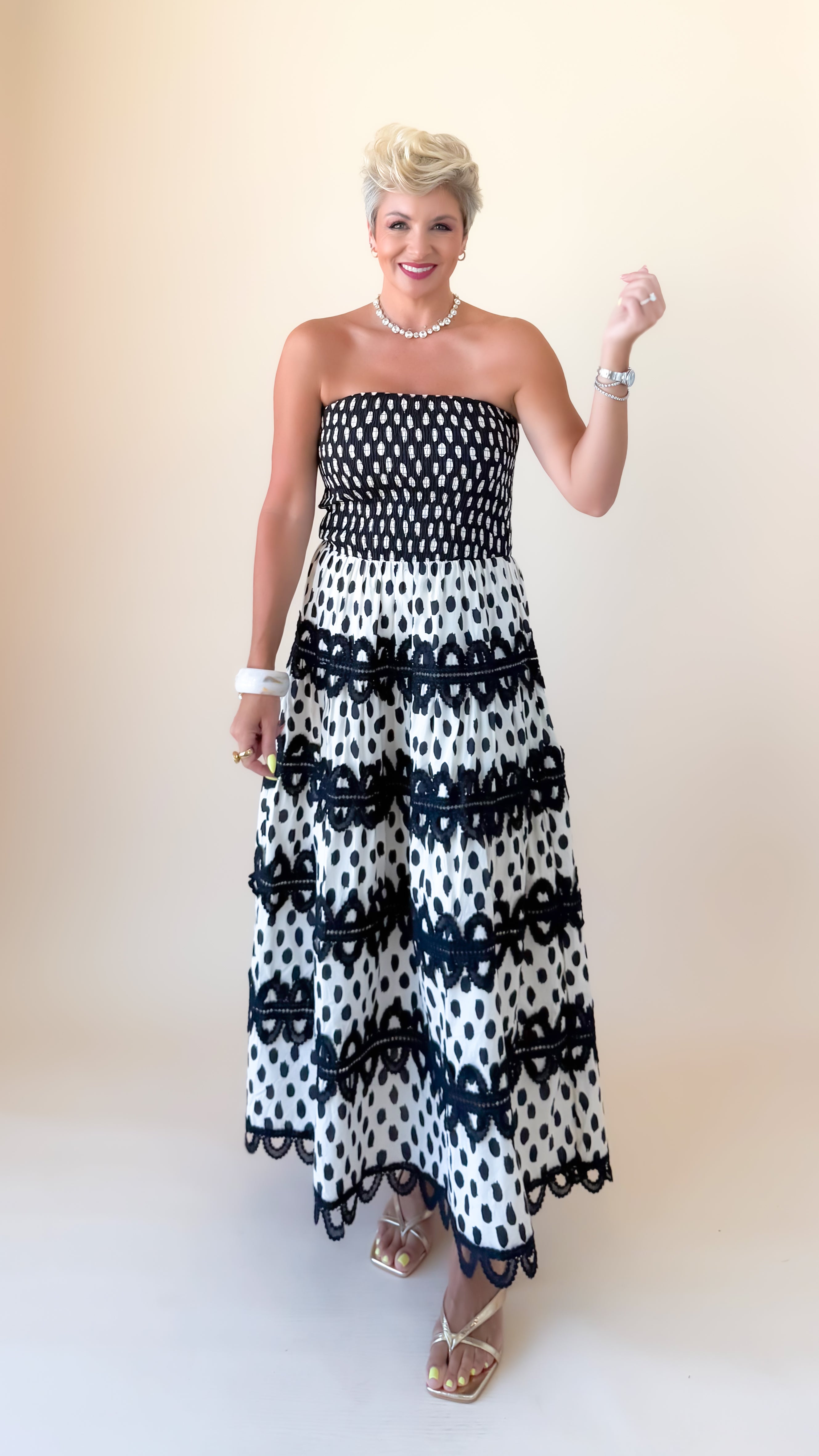 LouAnn Strapless Midi Dress/Black