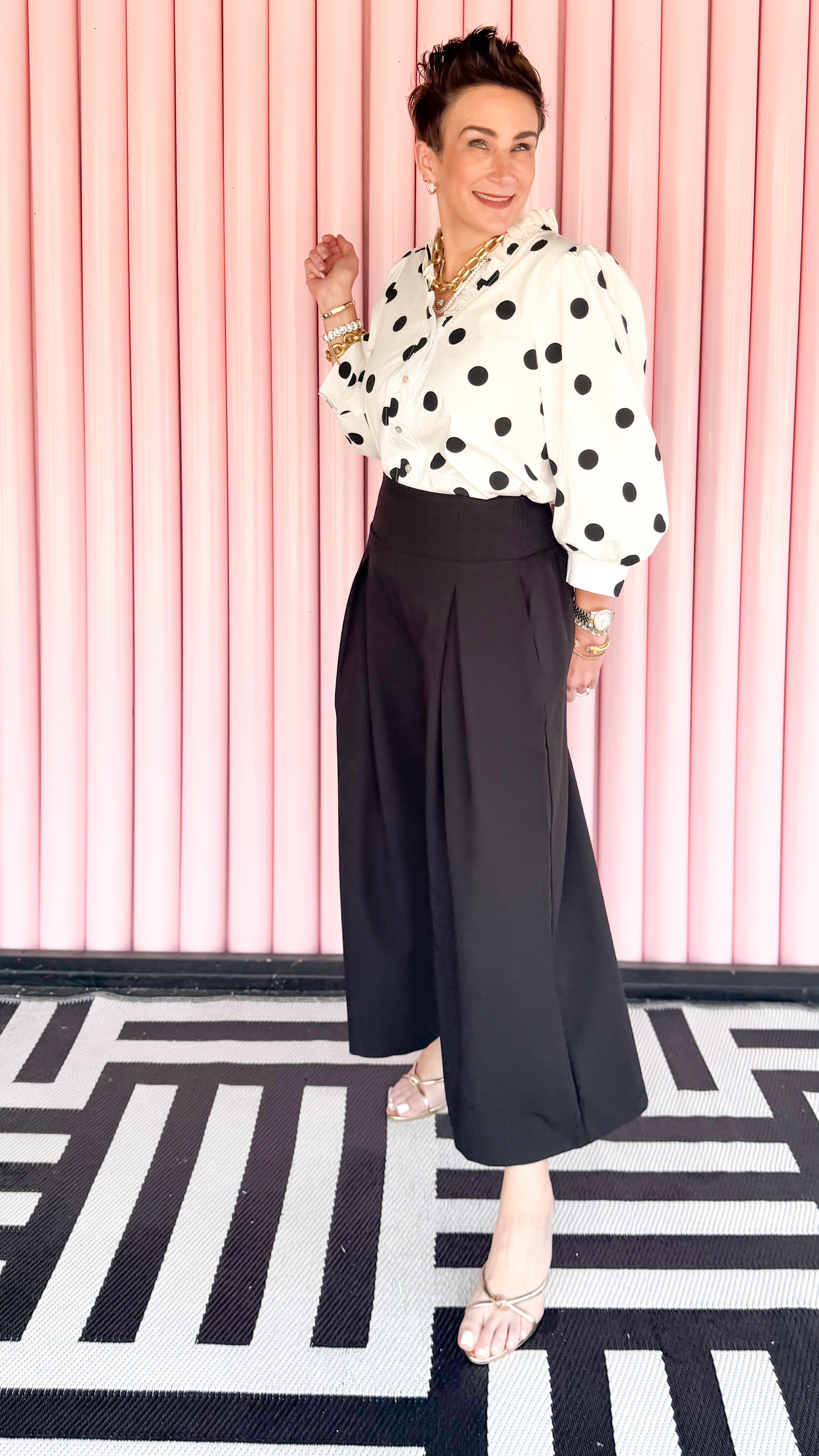 Polka Dot Puff Sleeve Top