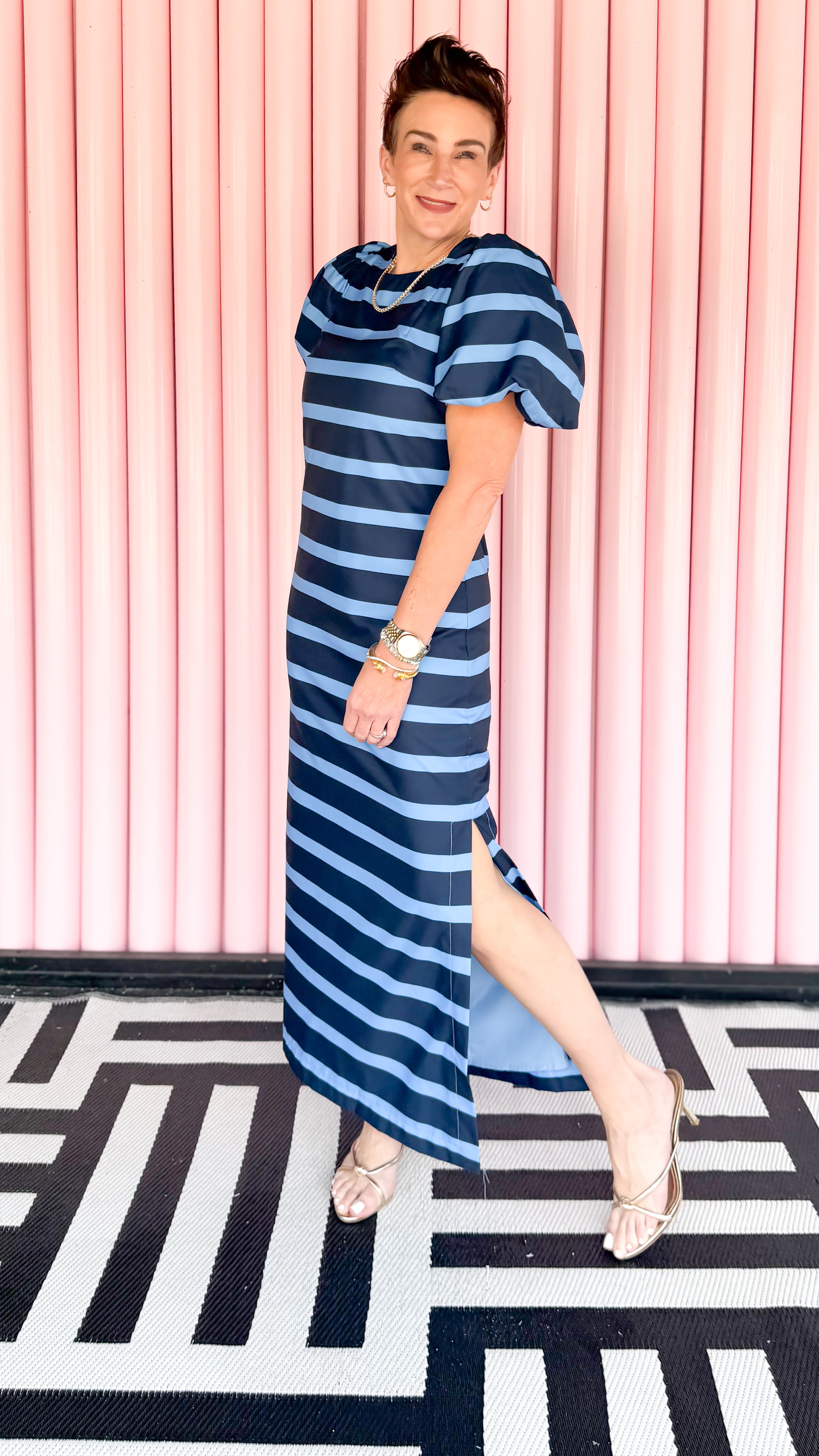Jane Puff Sleeve Maxi Dress/Blue