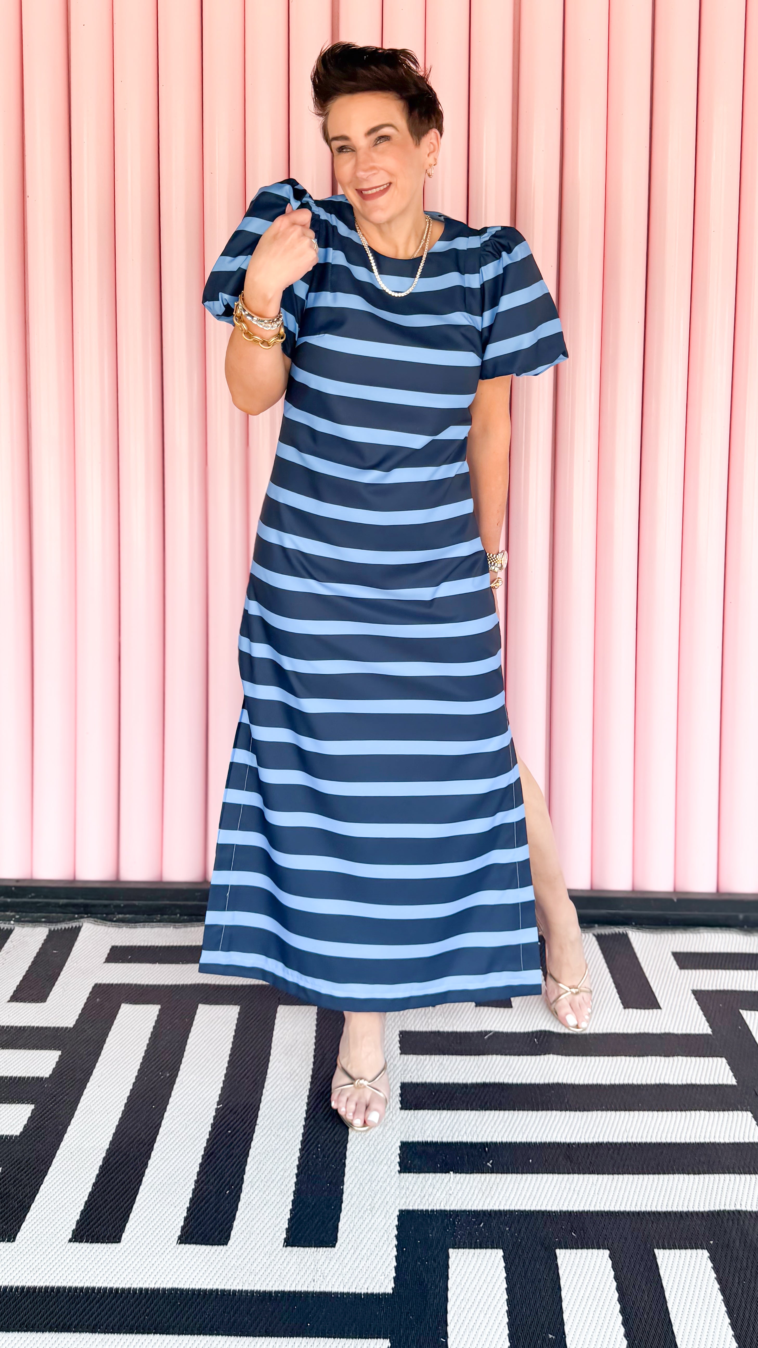 Jane Puff Sleeve Maxi Dress/Blue