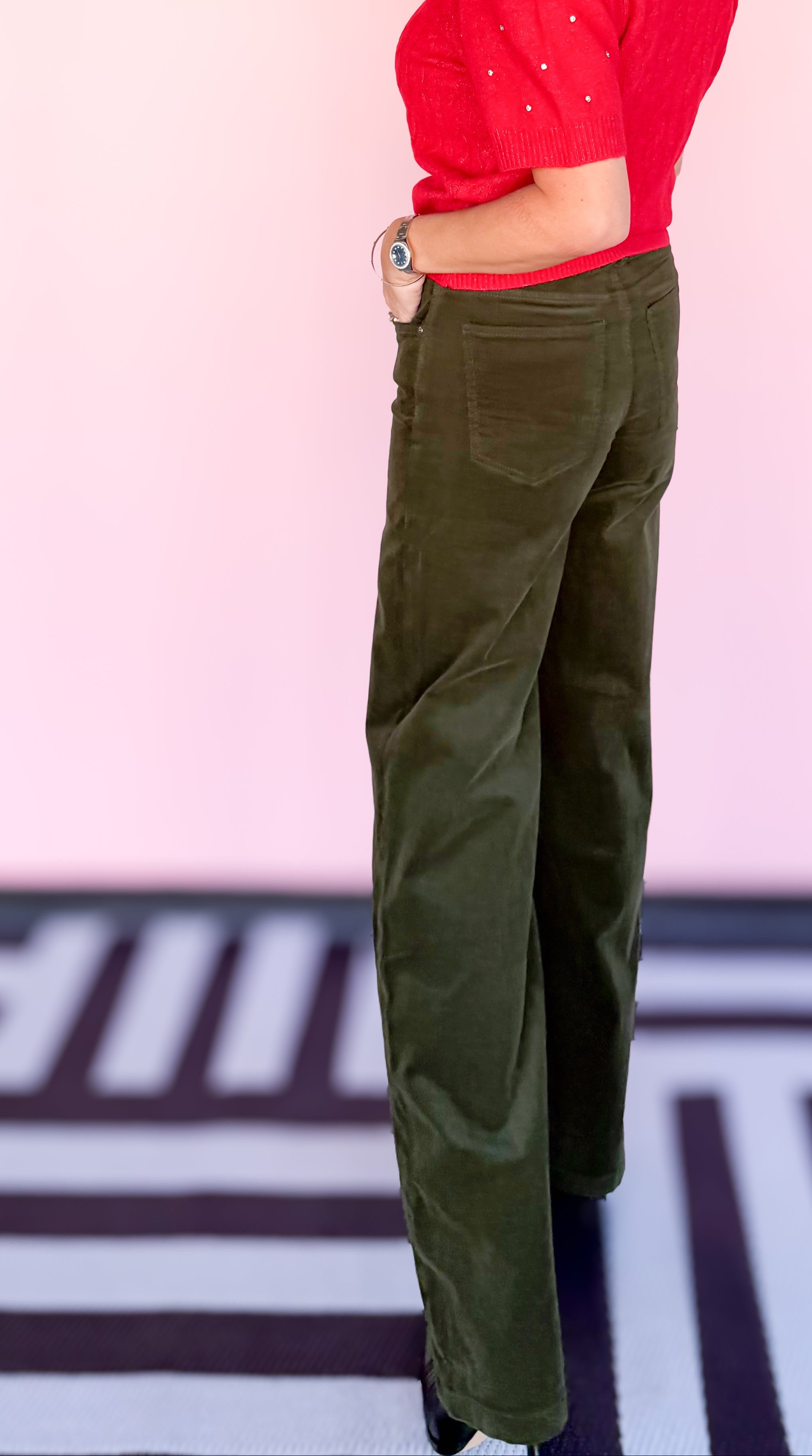 Green High Rise Wide Leg