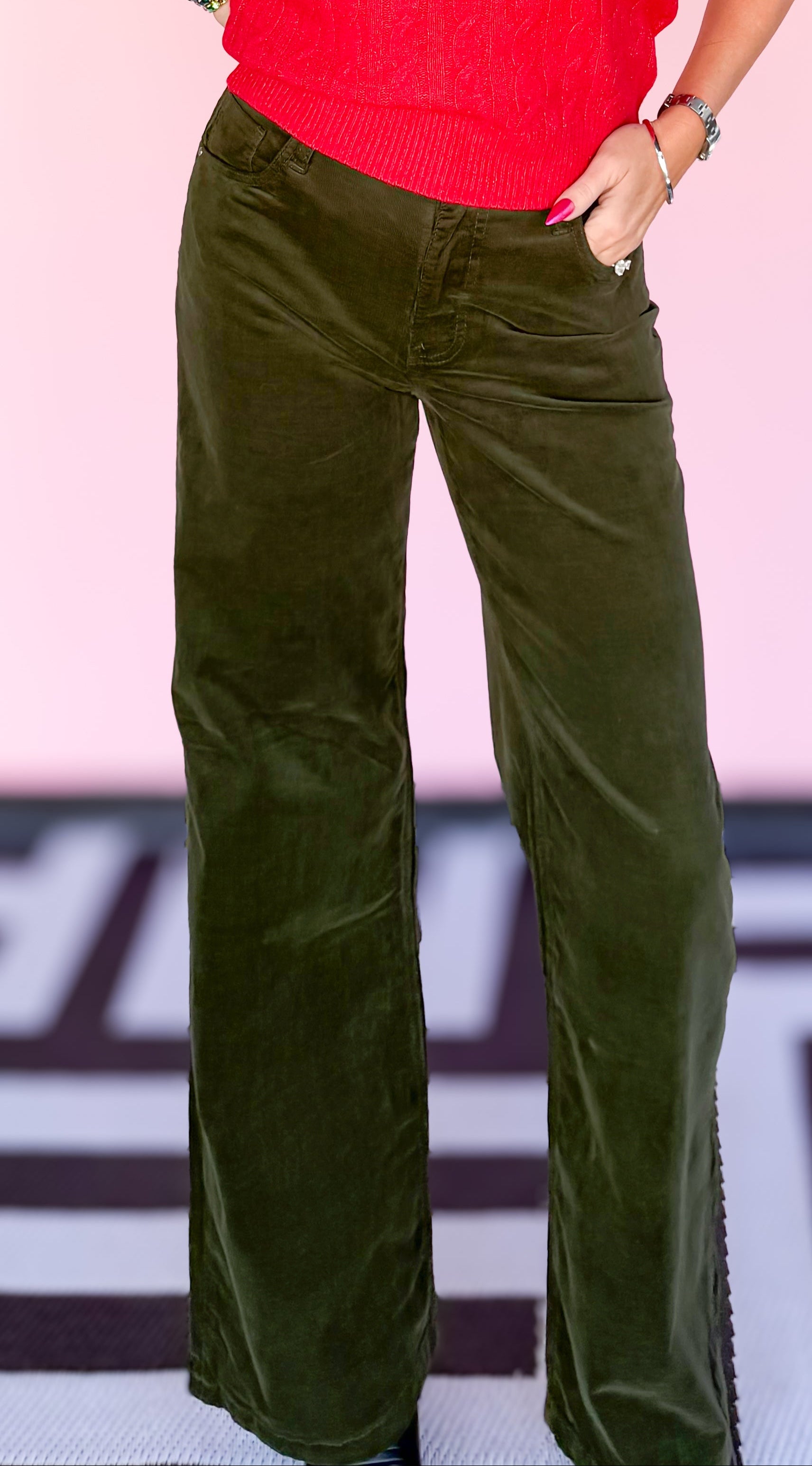 Green High Rise Wide Leg