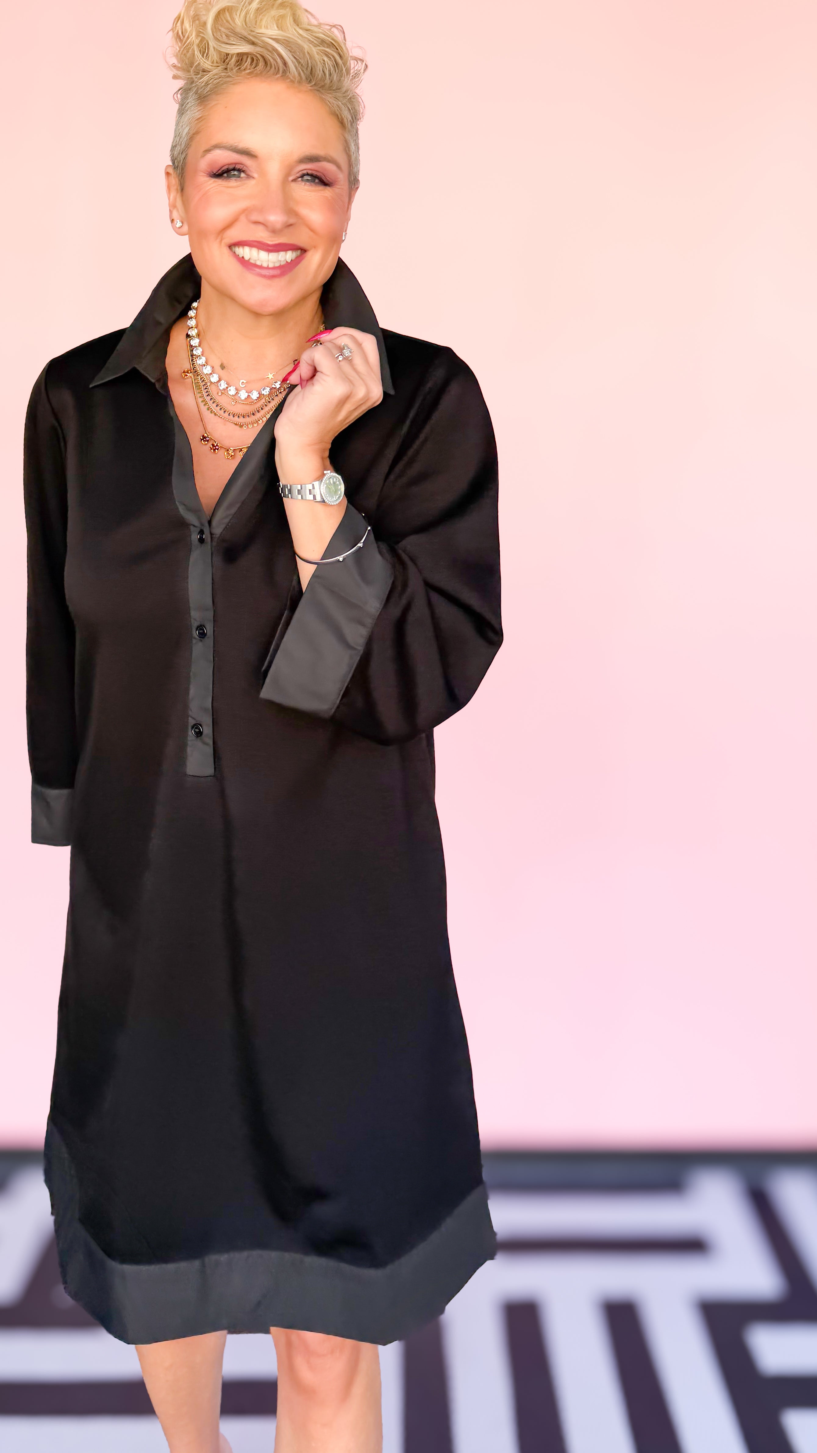 Short Long Sleeve Dress/Black