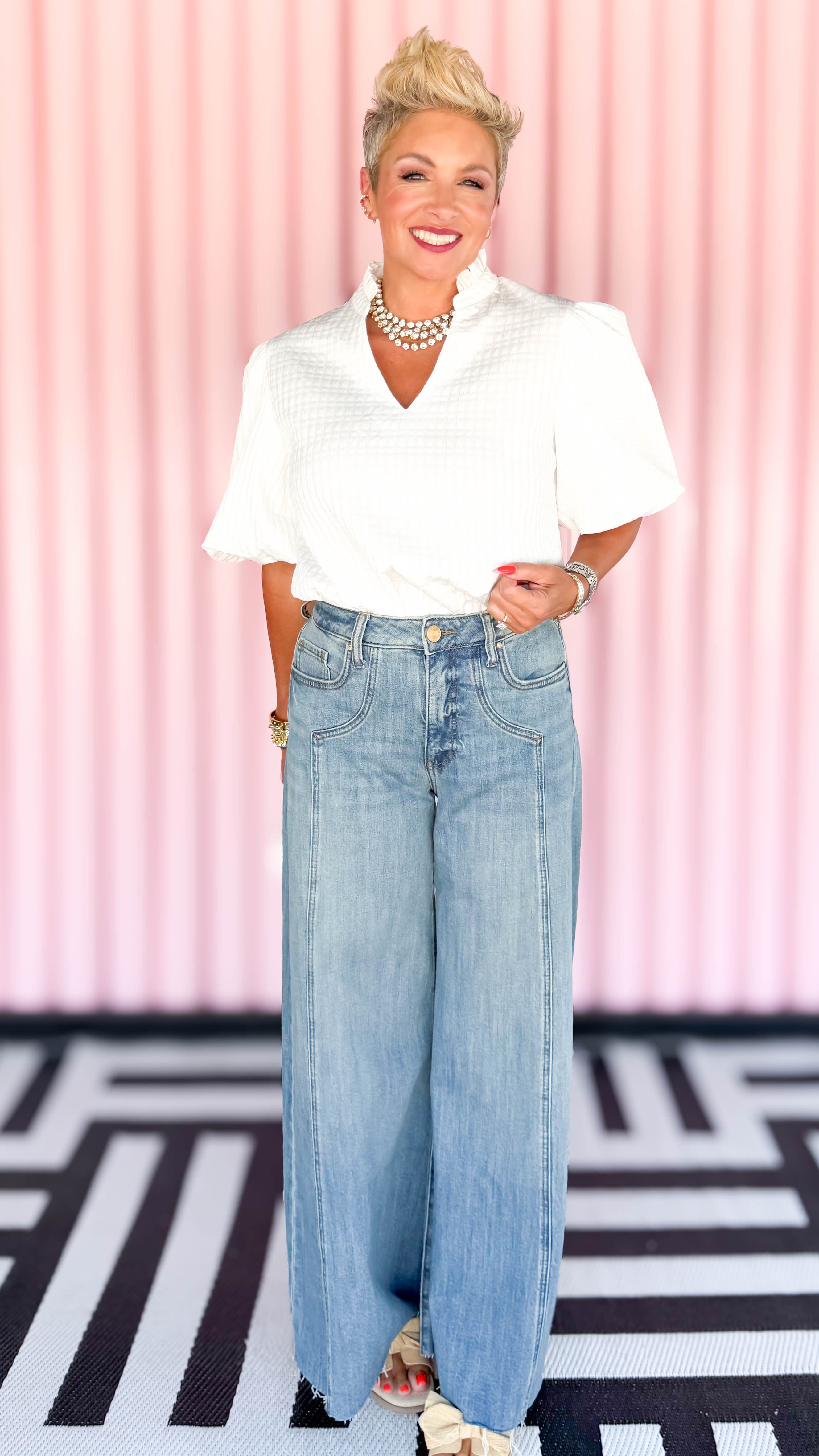 Janice Puff Sleeve Top/White