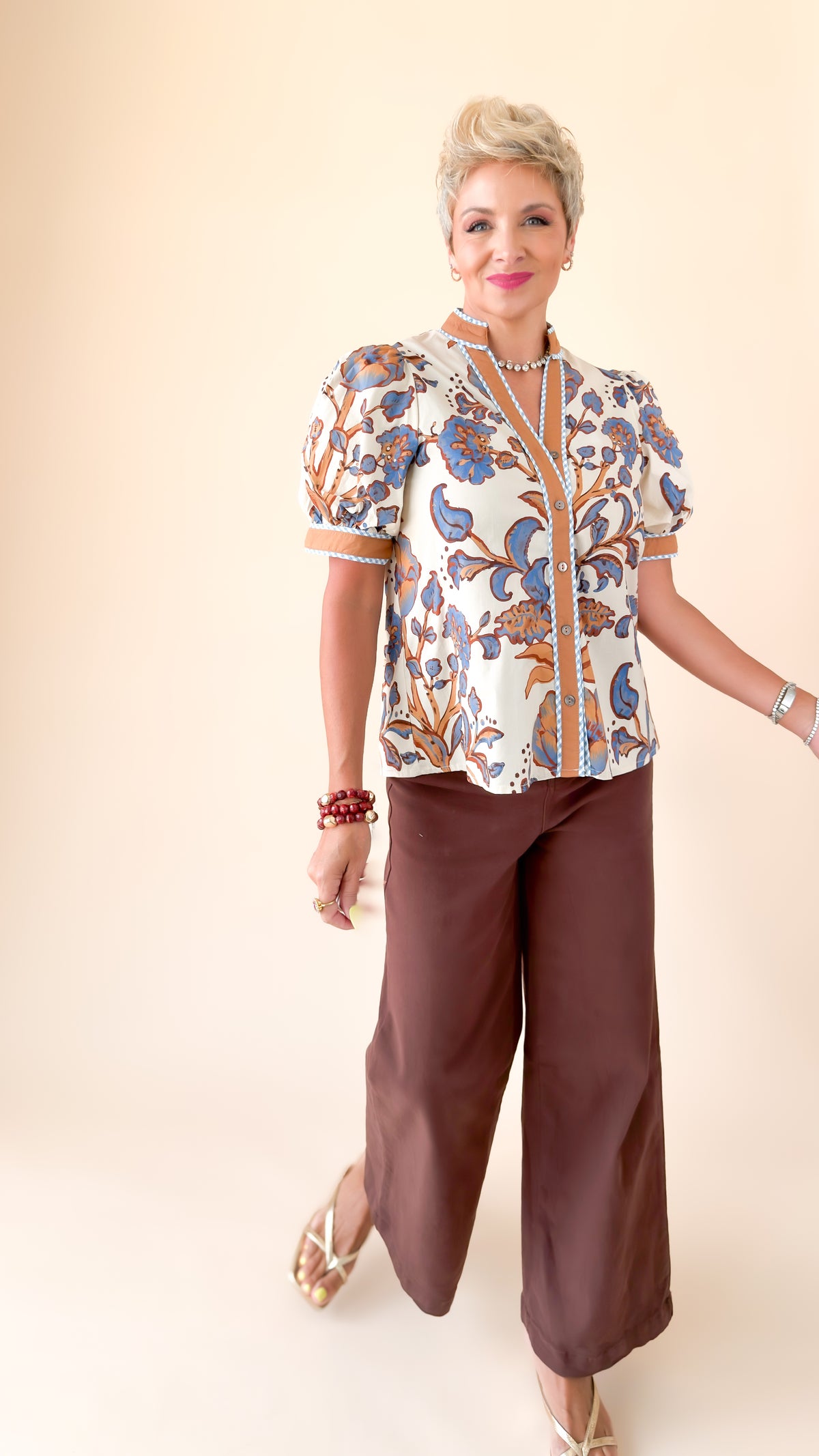 Jennifer Floral Puff Sleeve/Cream