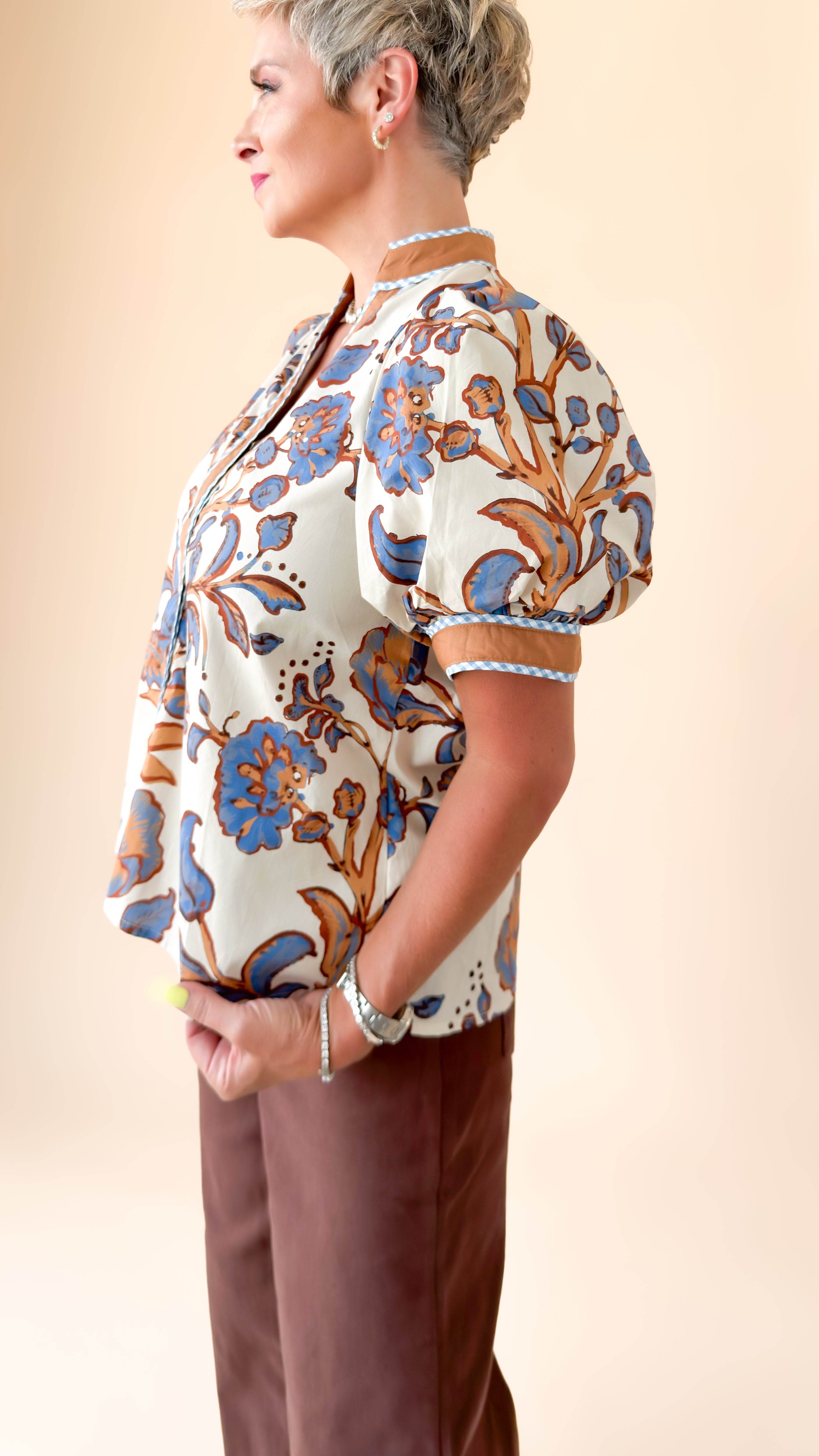 Jennifer Floral Puff Sleeve/Cream
