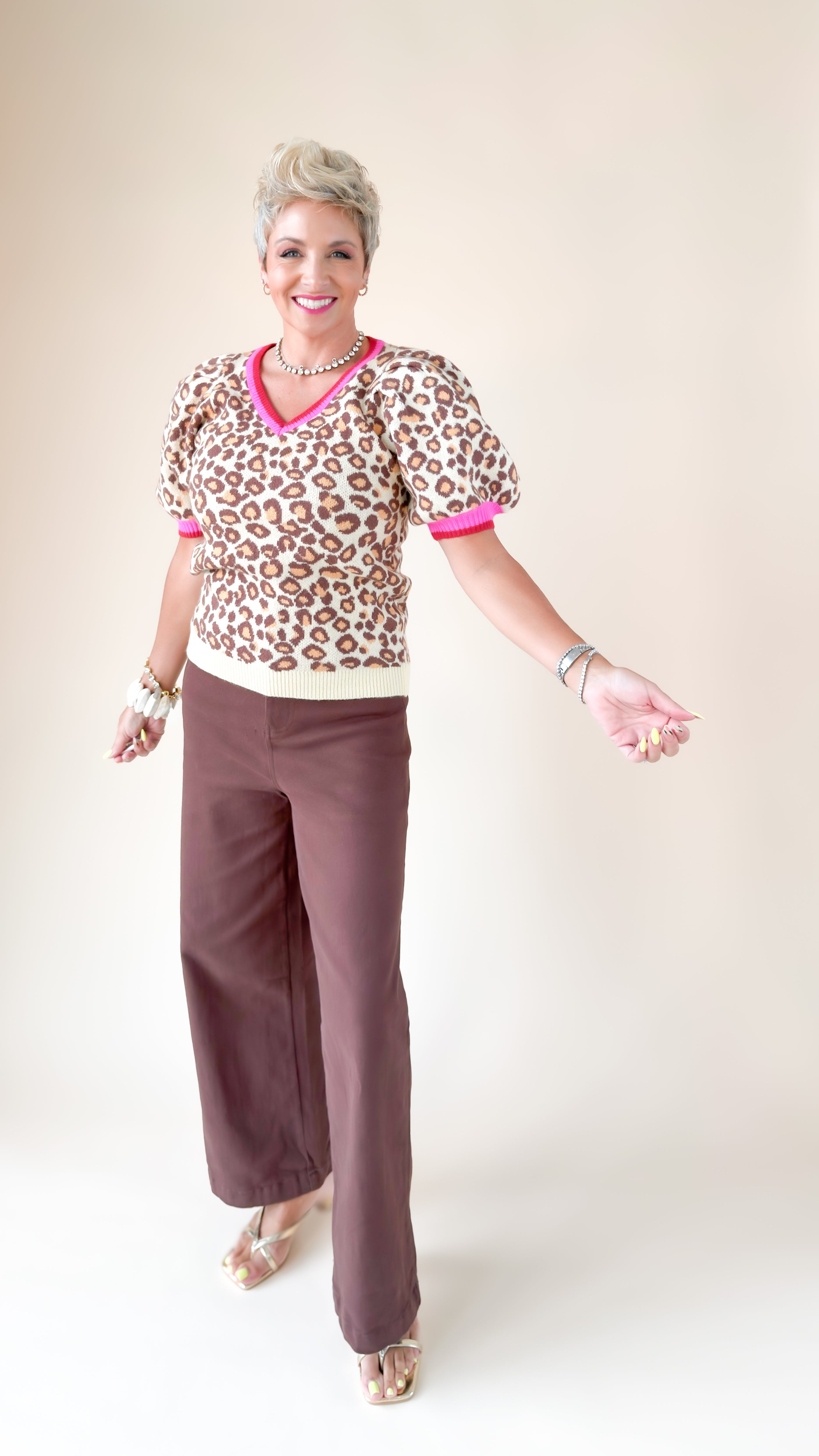 Leopard Puff Sleeve Sweater