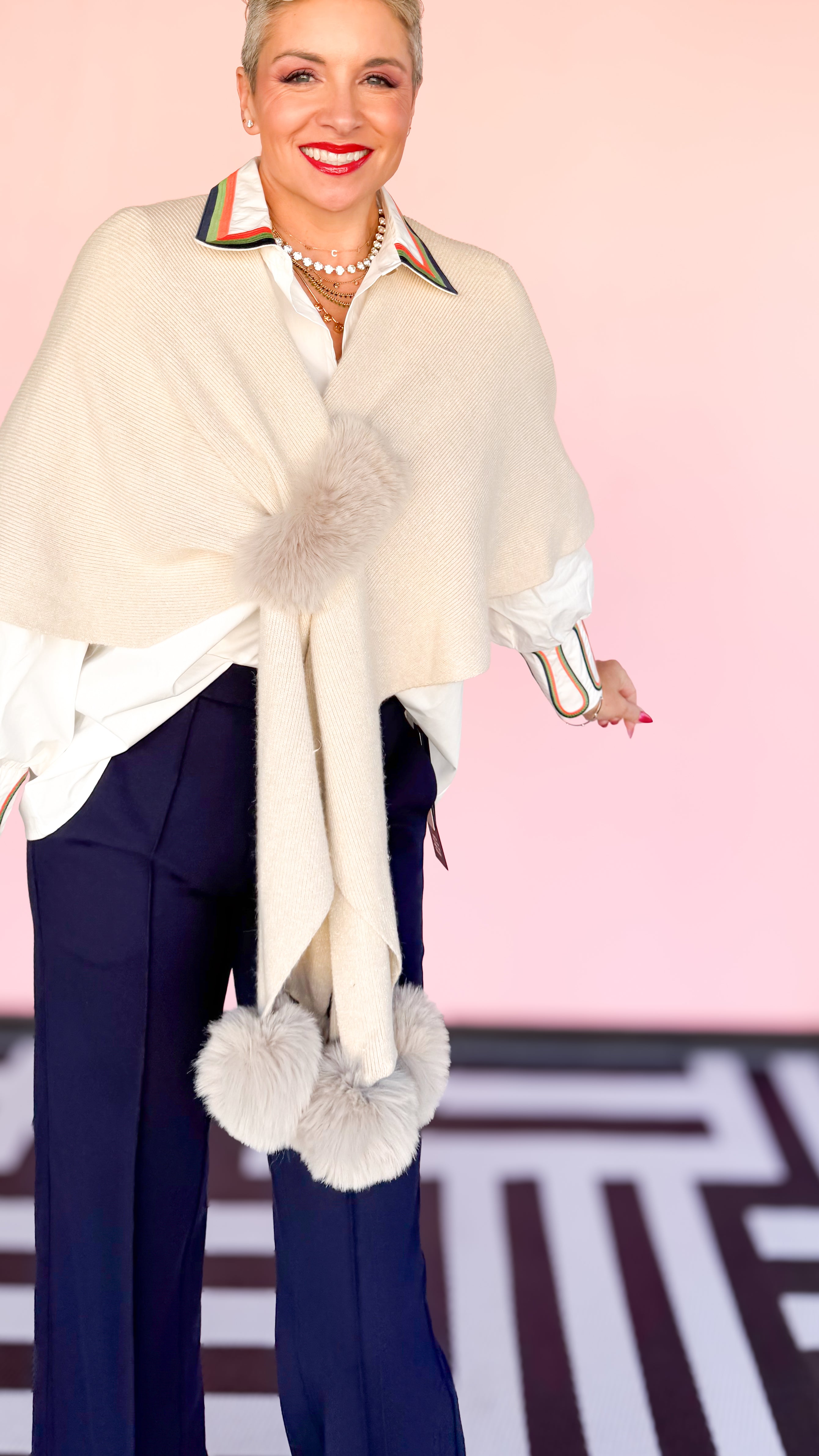 Ivory Pom Pom Cape