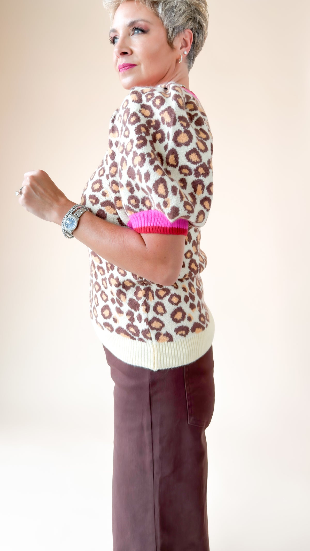 Leopard Puff Sleeve Sweater
