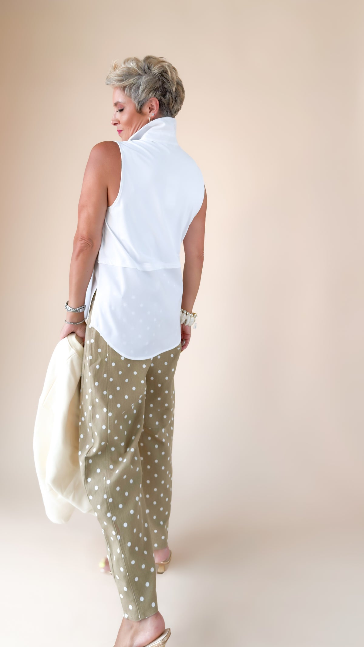 Chelsea Knit-Woven Layer Tank/White