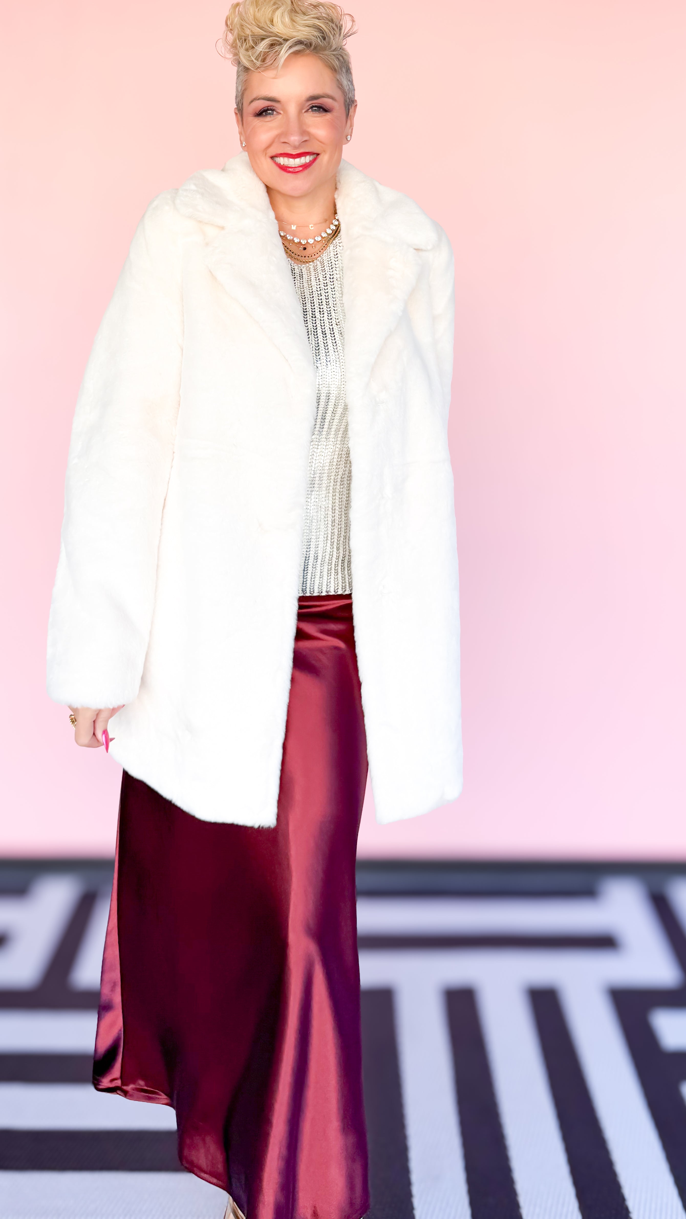 Hottie Faux Fur Coat/Ivory