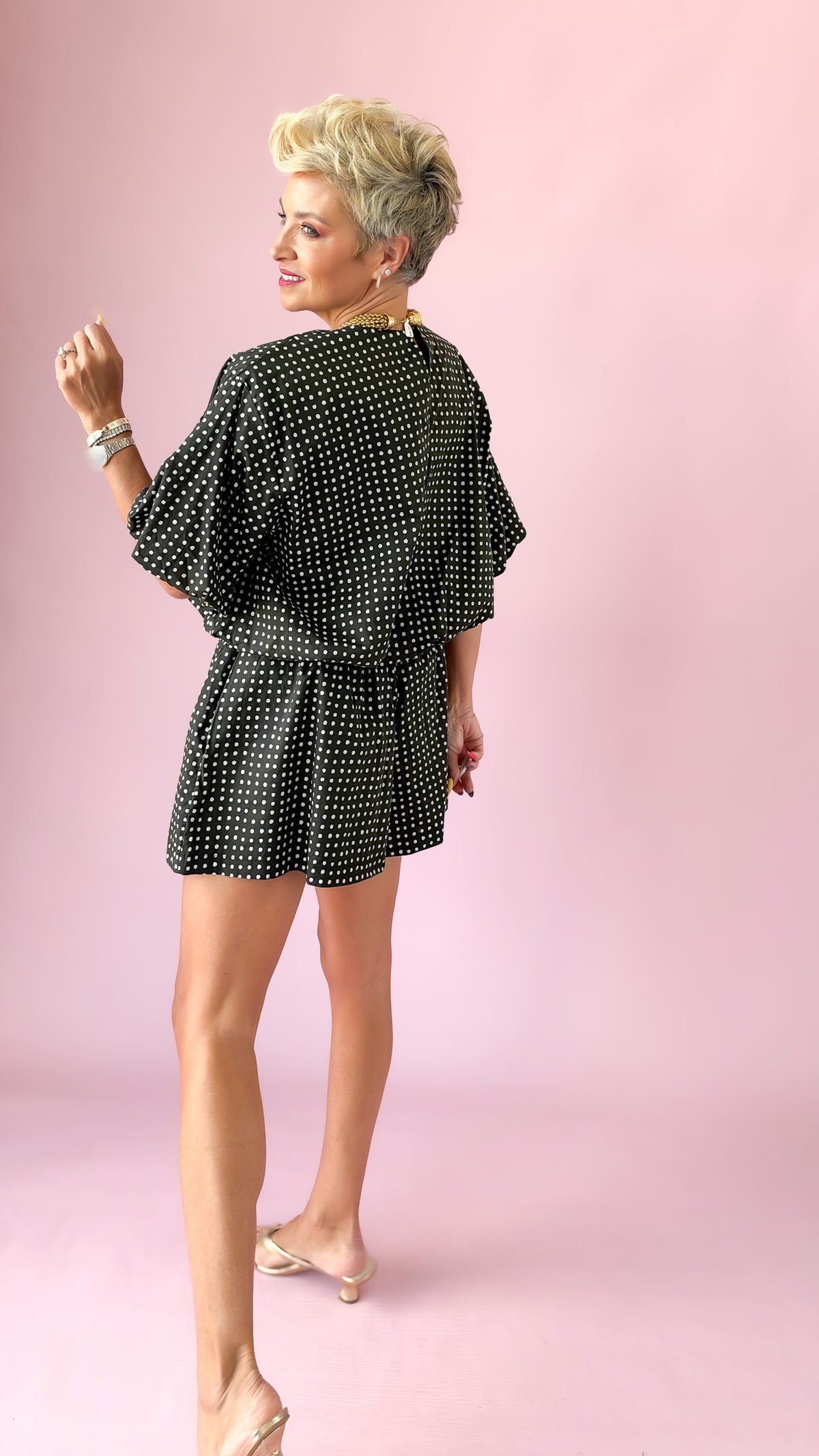 Bubble Crop Top Balloon Sleeve/Black