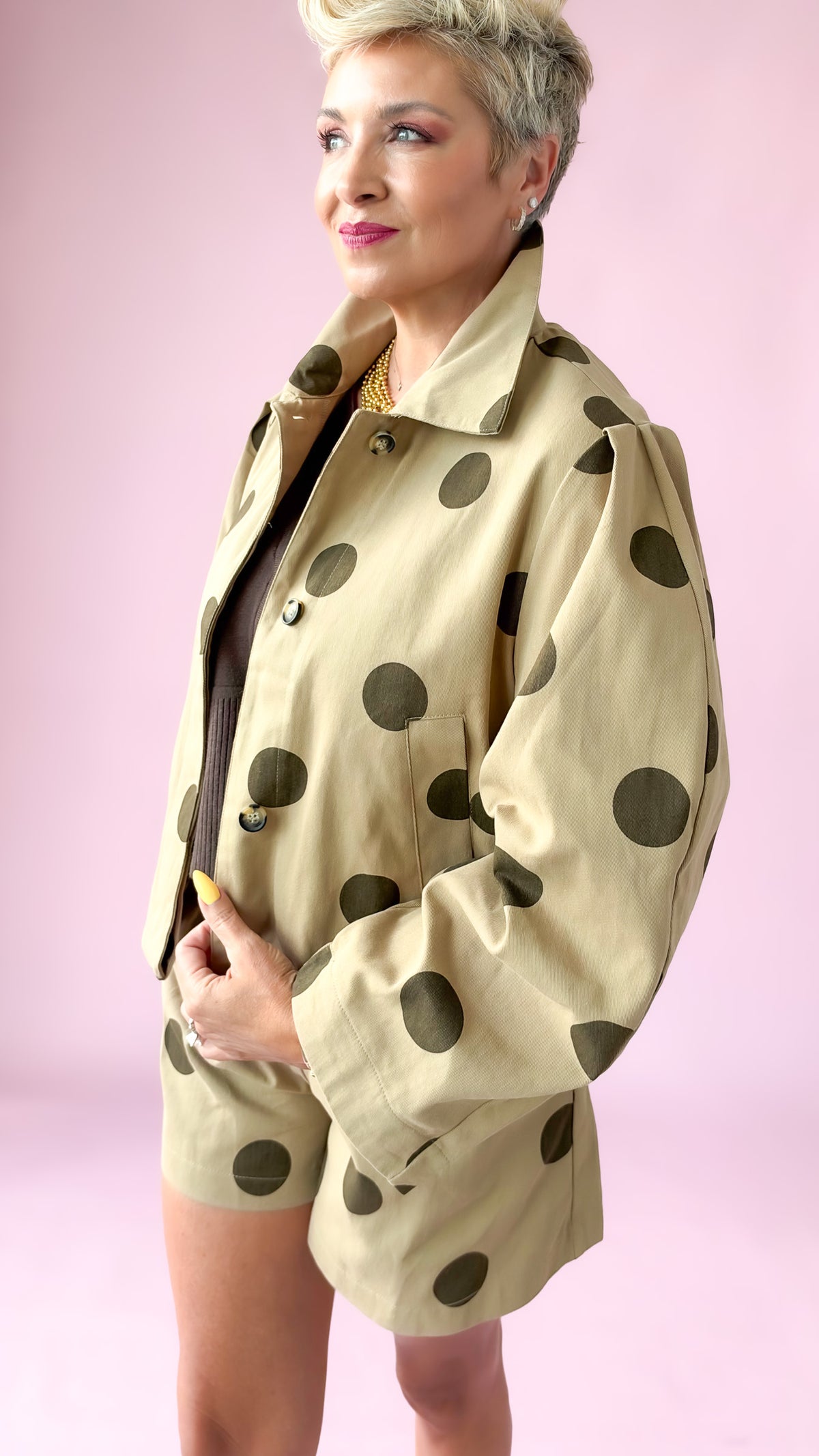 Polka Dot Jacket/Taupe