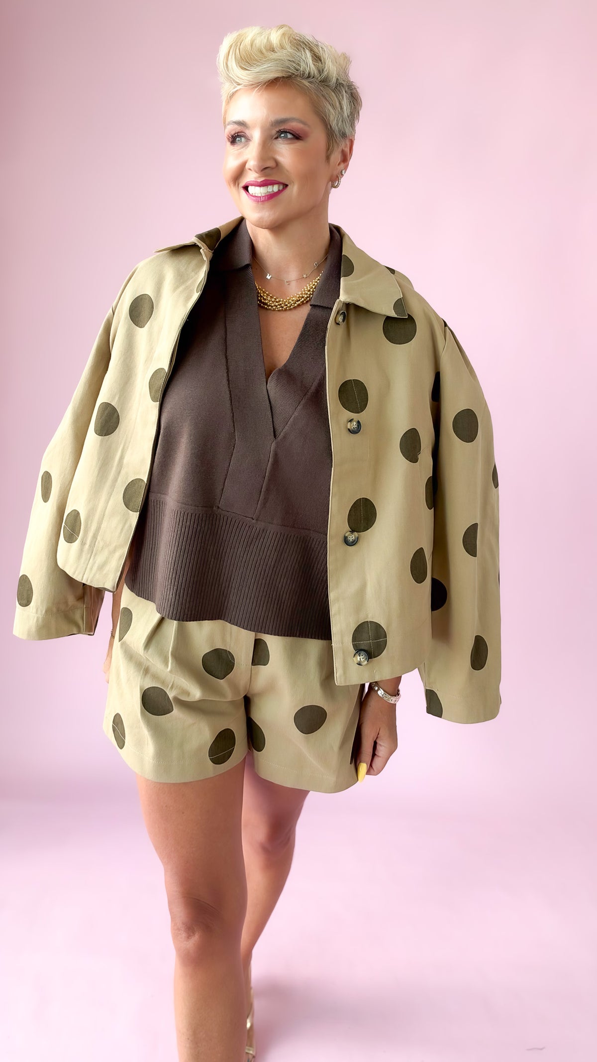 Polka Dot Jacket/Taupe