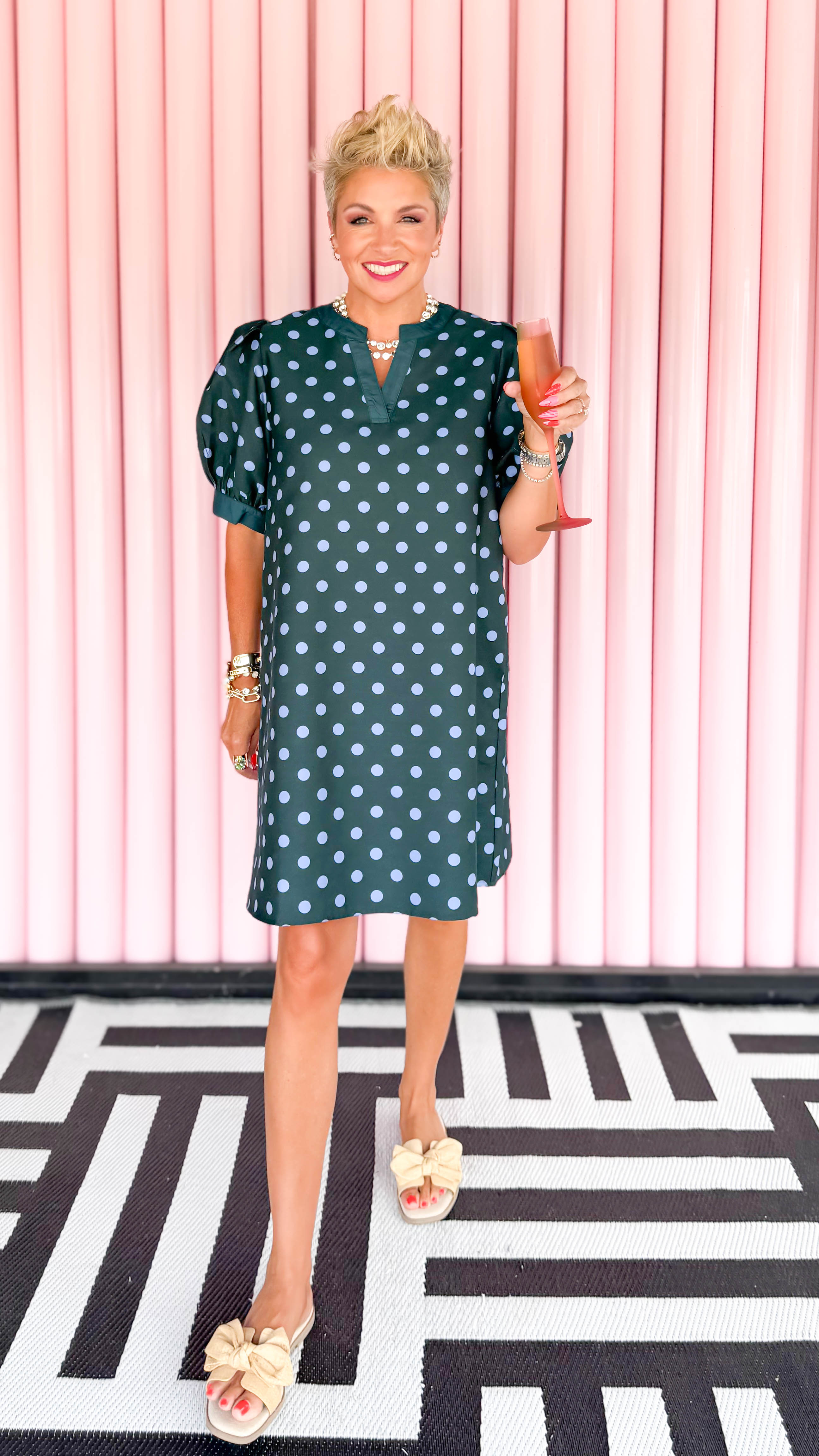 Bubble Sleeve Mini Dress/Hunter Green