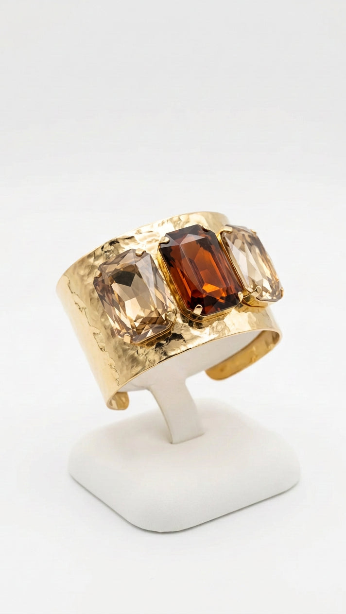 Three-Stone Gold-Plated Cuff