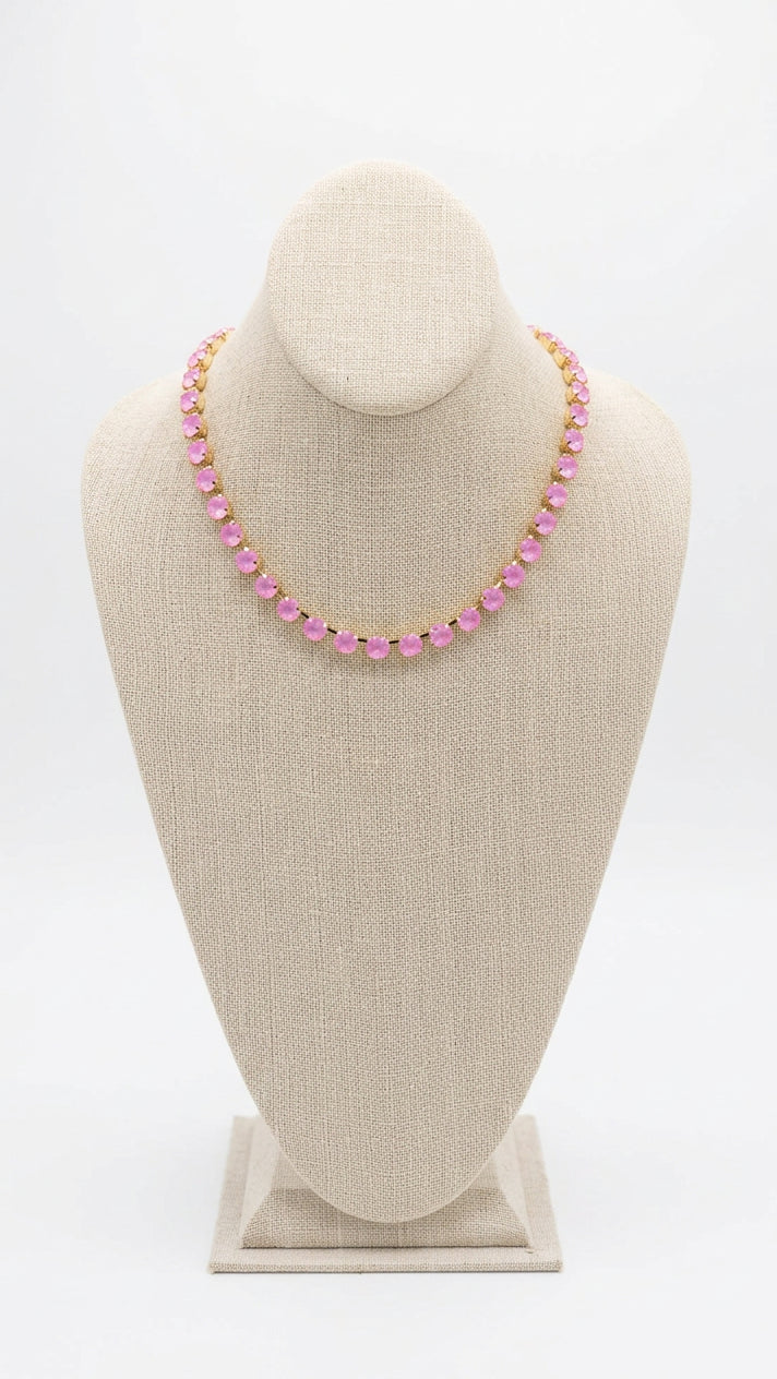 Magnetic Pink Rhinestone Necklace 18"