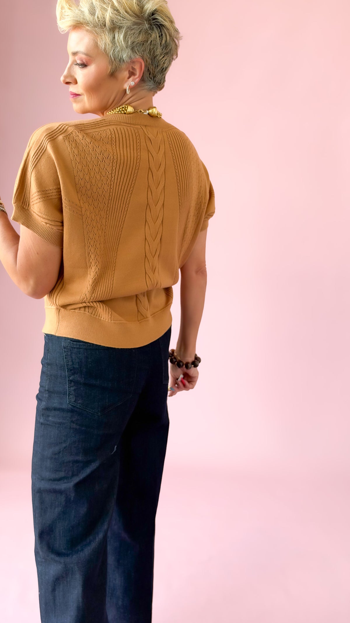 Camel Mixed Knit Sweater