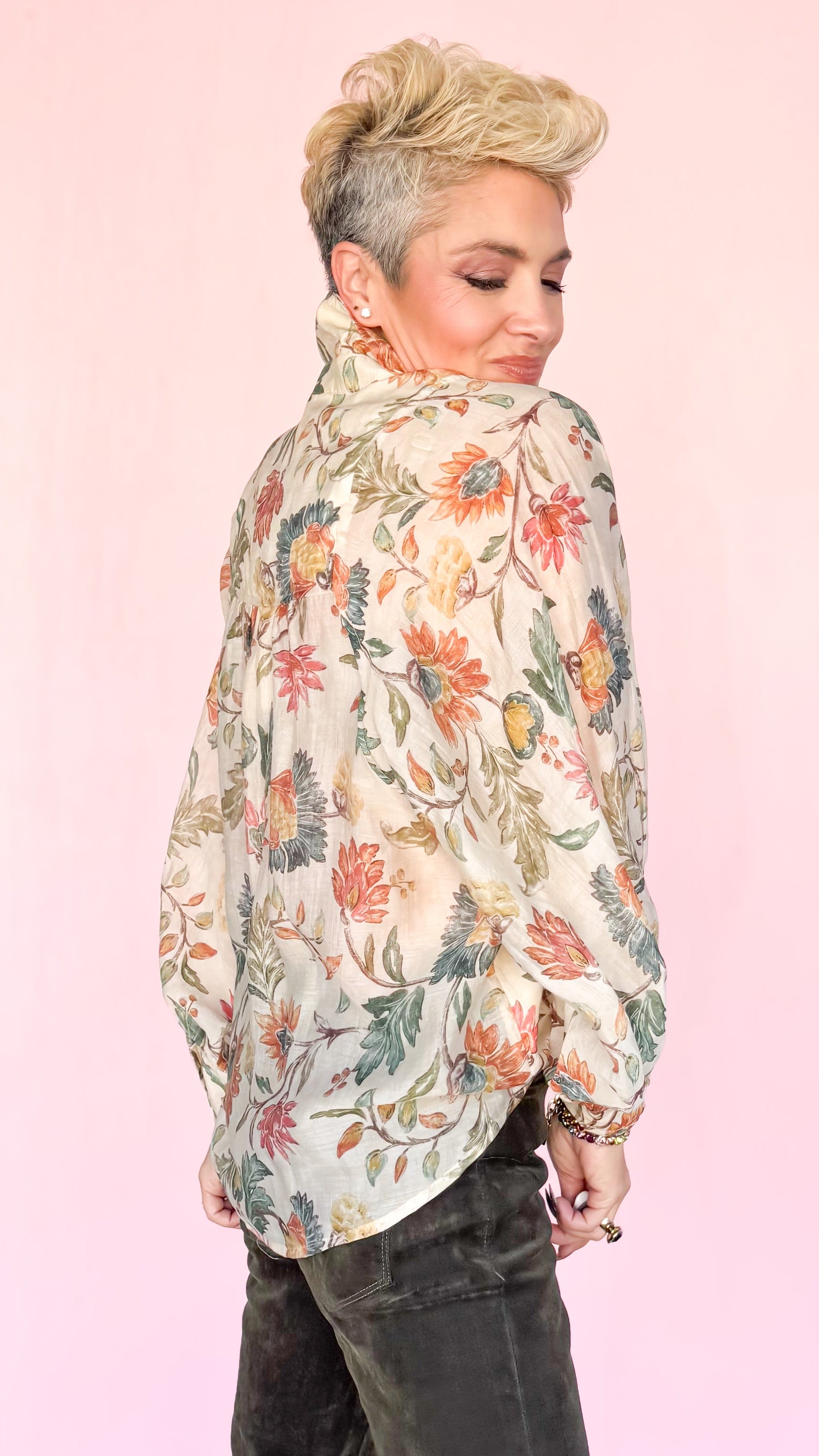 Adria Floral Blouse/Ecru - The BLVD