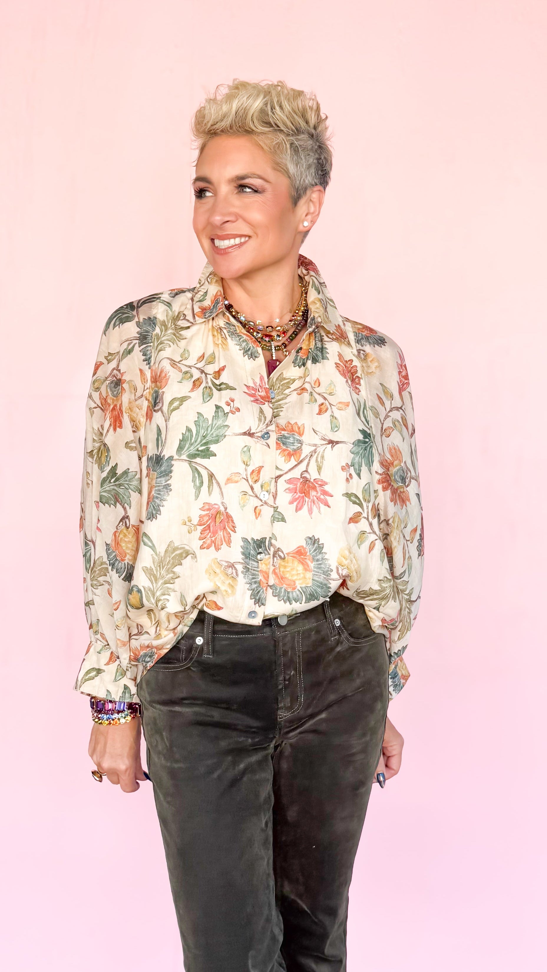 Adria Floral Blouse/Ecru - The BLVD