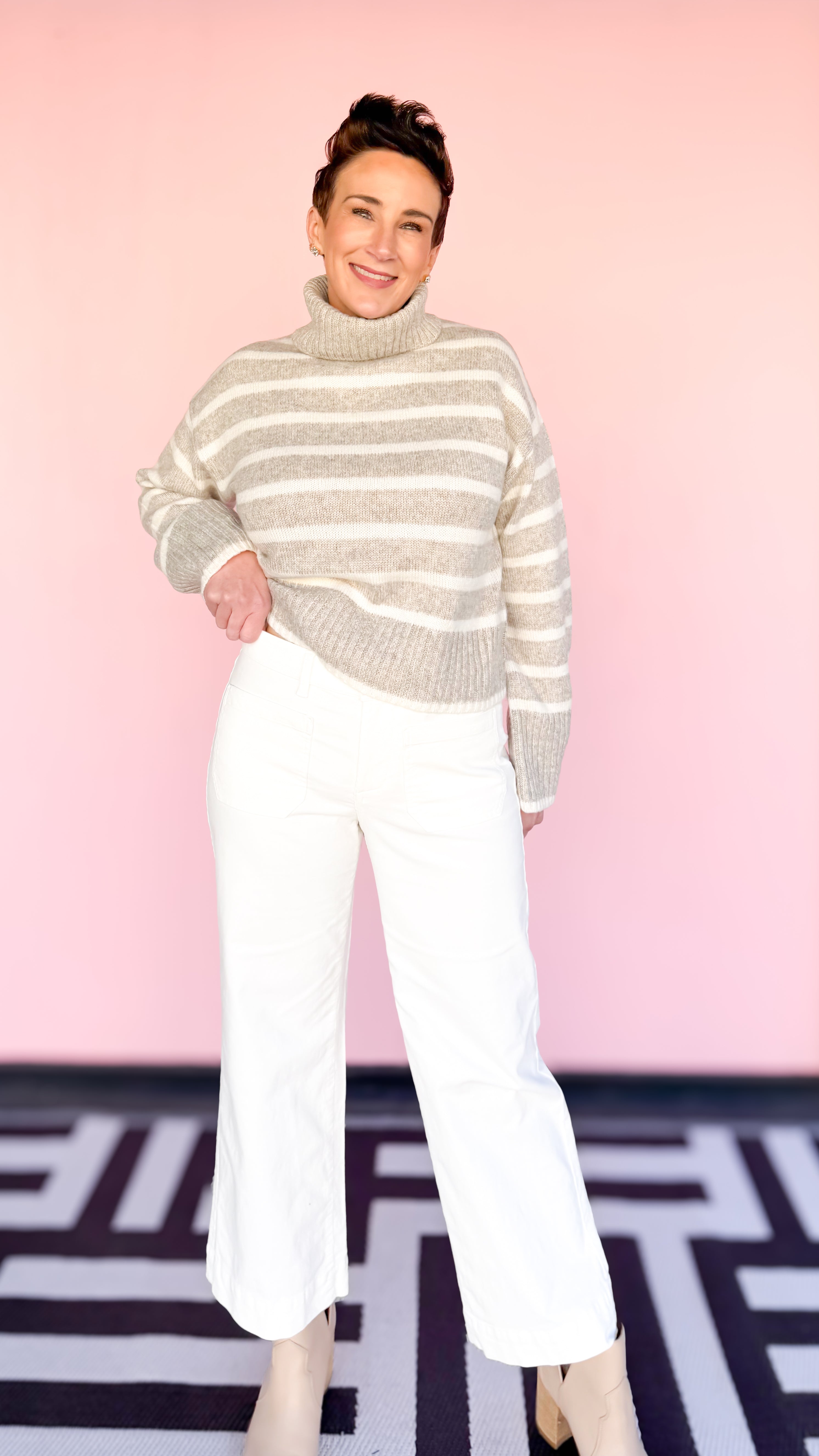 Micro Corduroy Wide Leg Trouser/Ivory