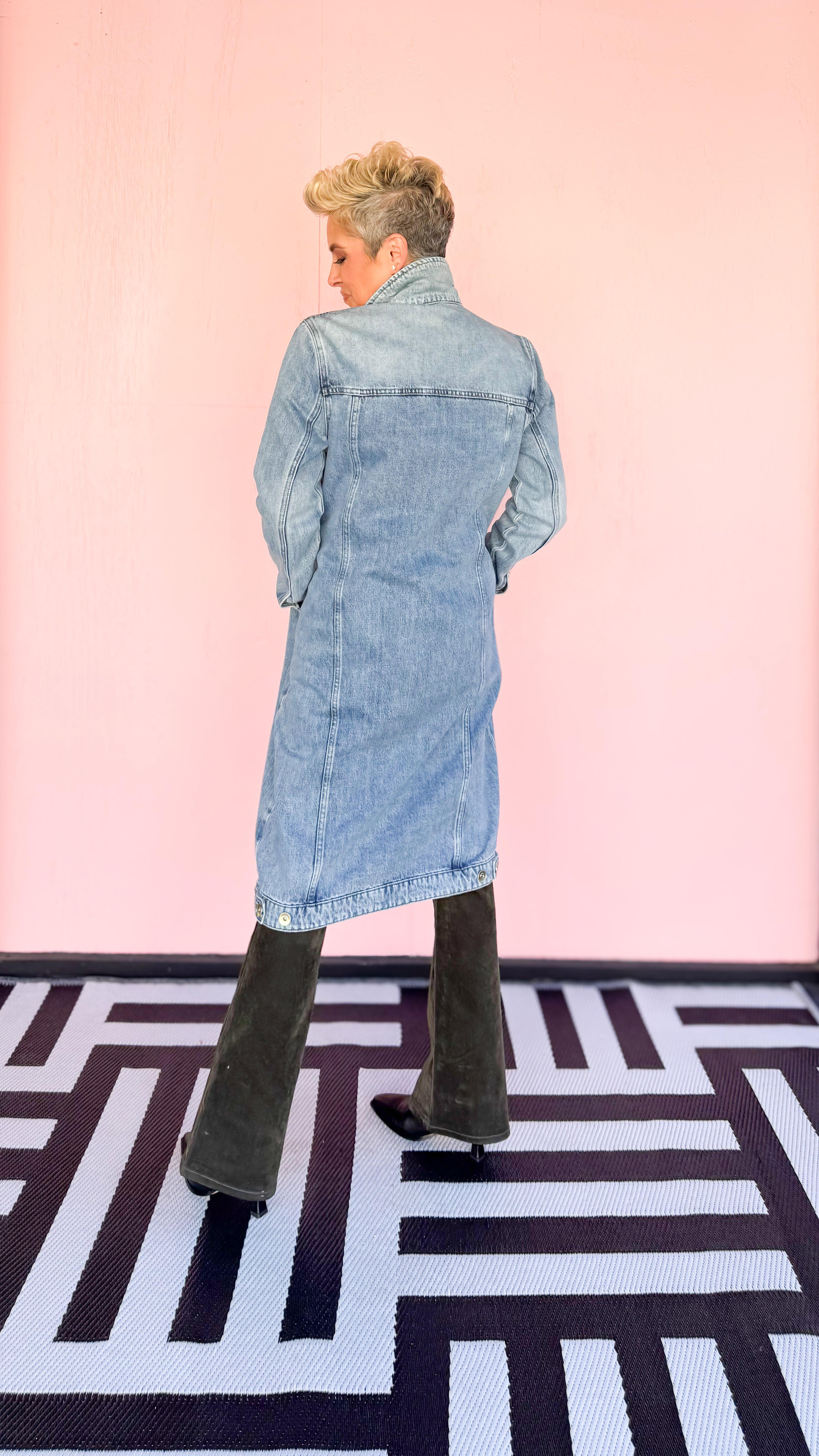 Light Denim Duster Dress Jacket/Blue - The BLVD
