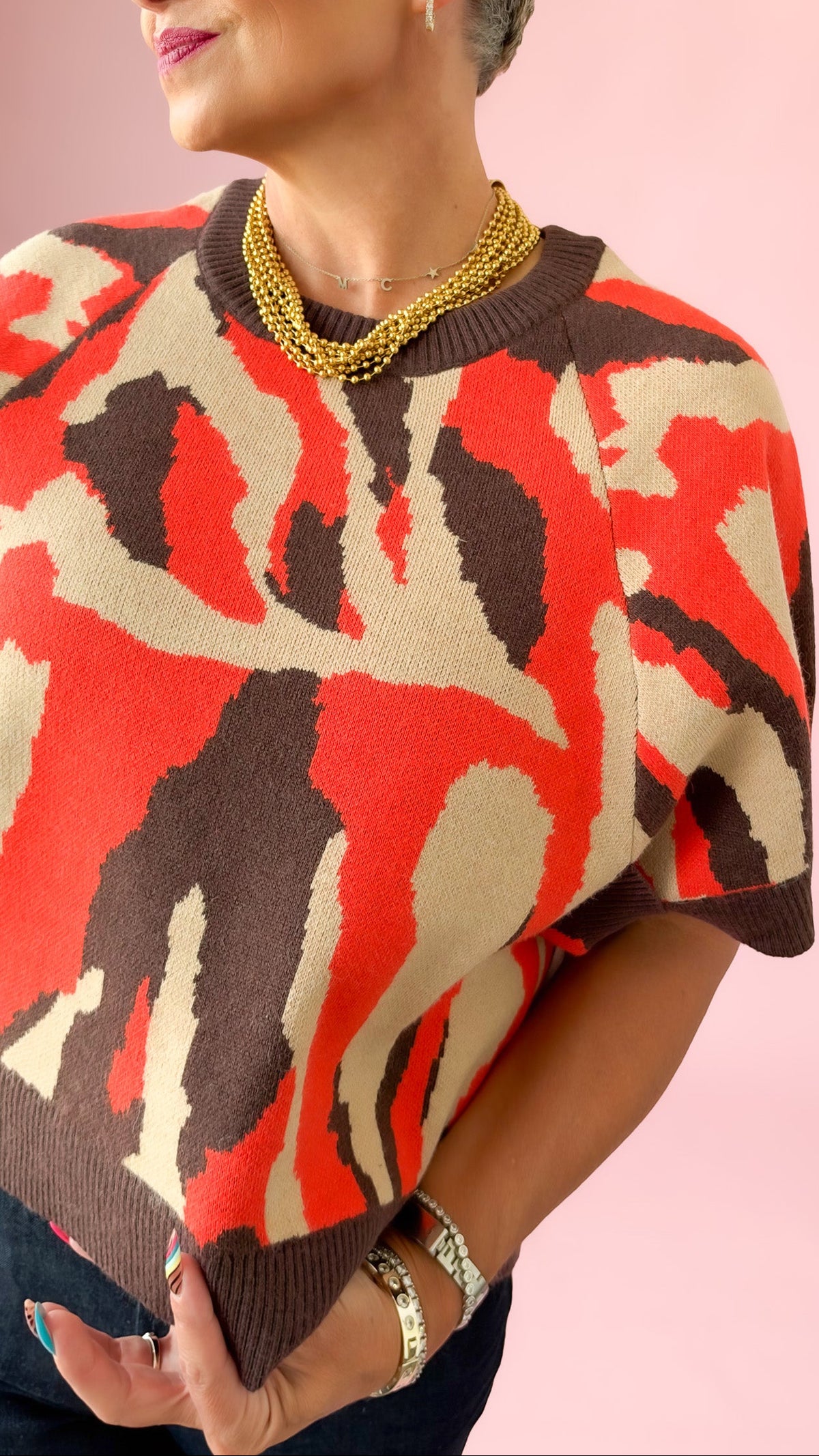 Abstract Camo Sweater/Orange