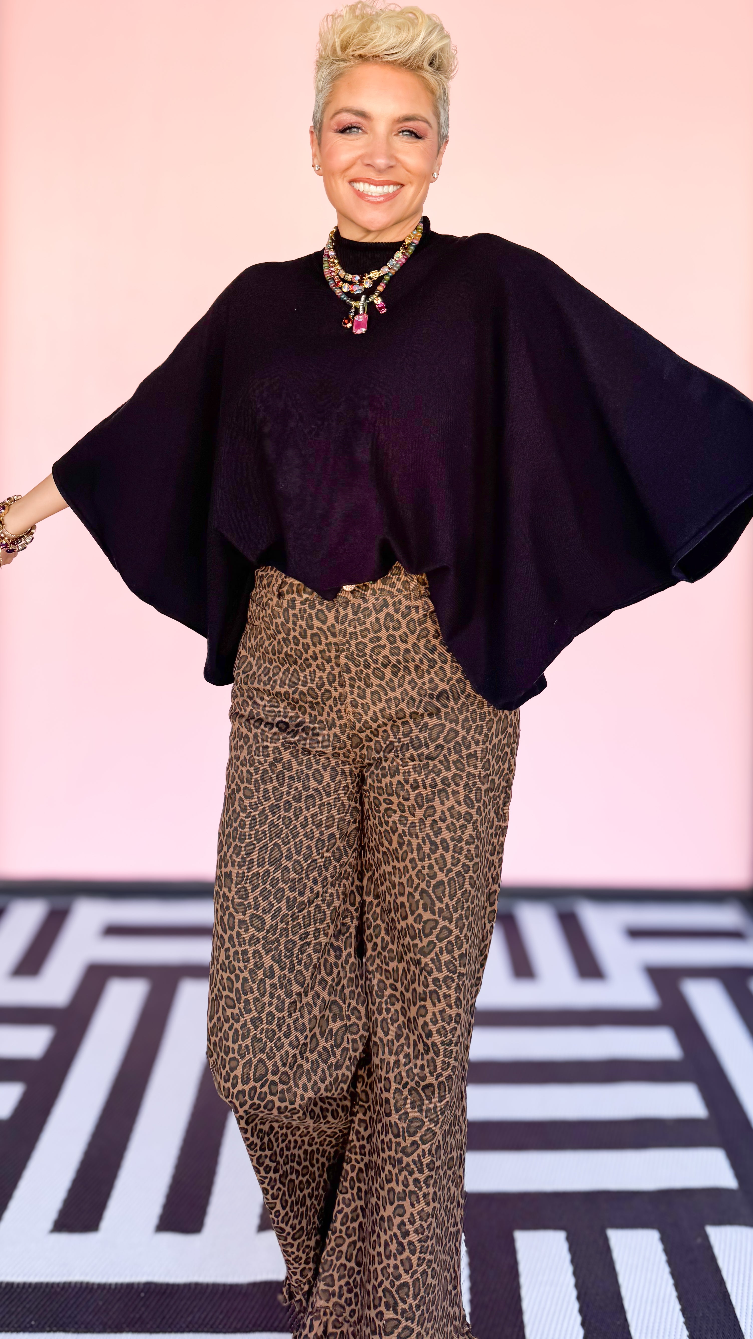 Dani Dolman Sleeve Knit Top/Black