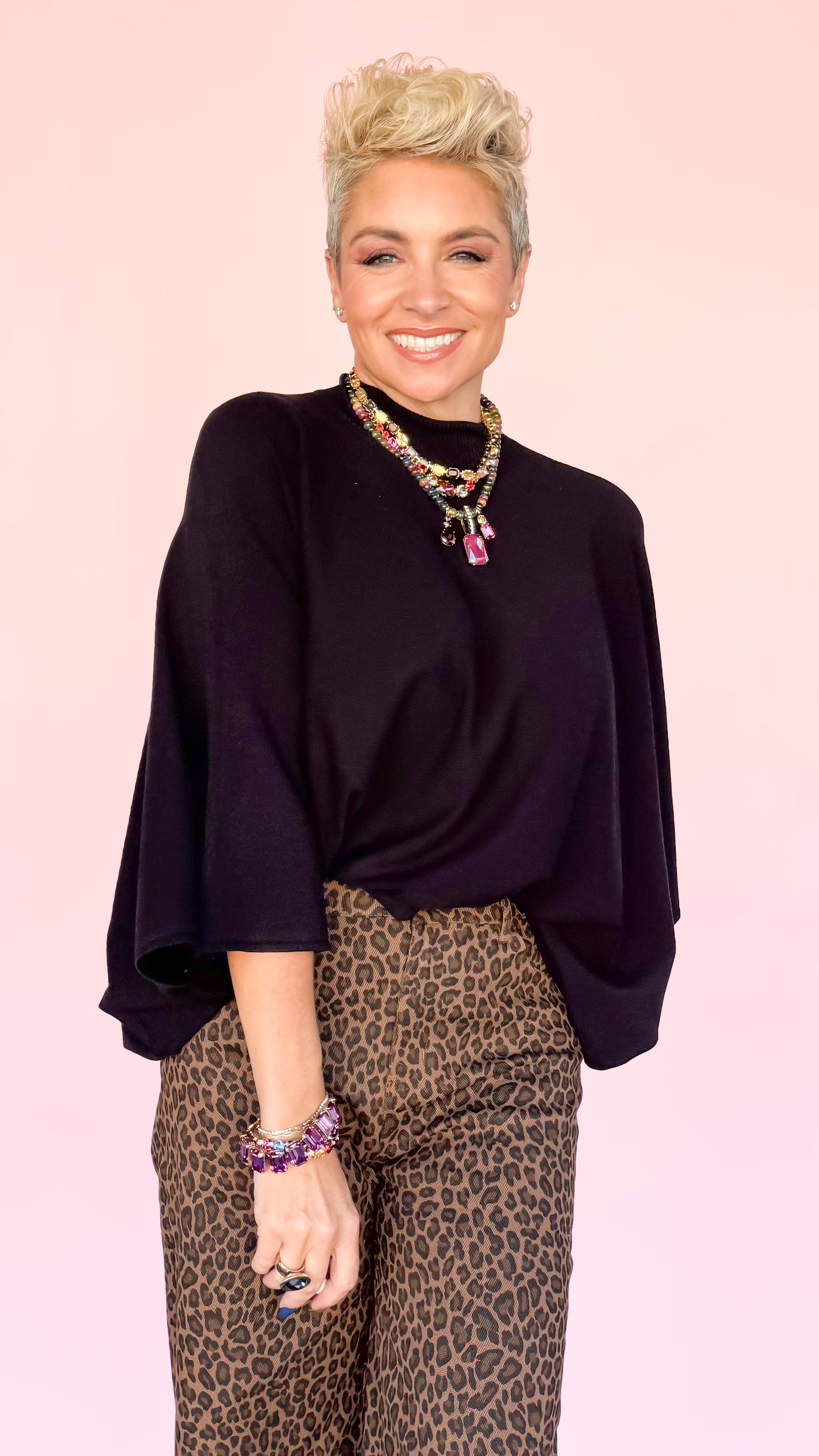 Dani Dolman Sleeve Knit Top/Black - The BLVD