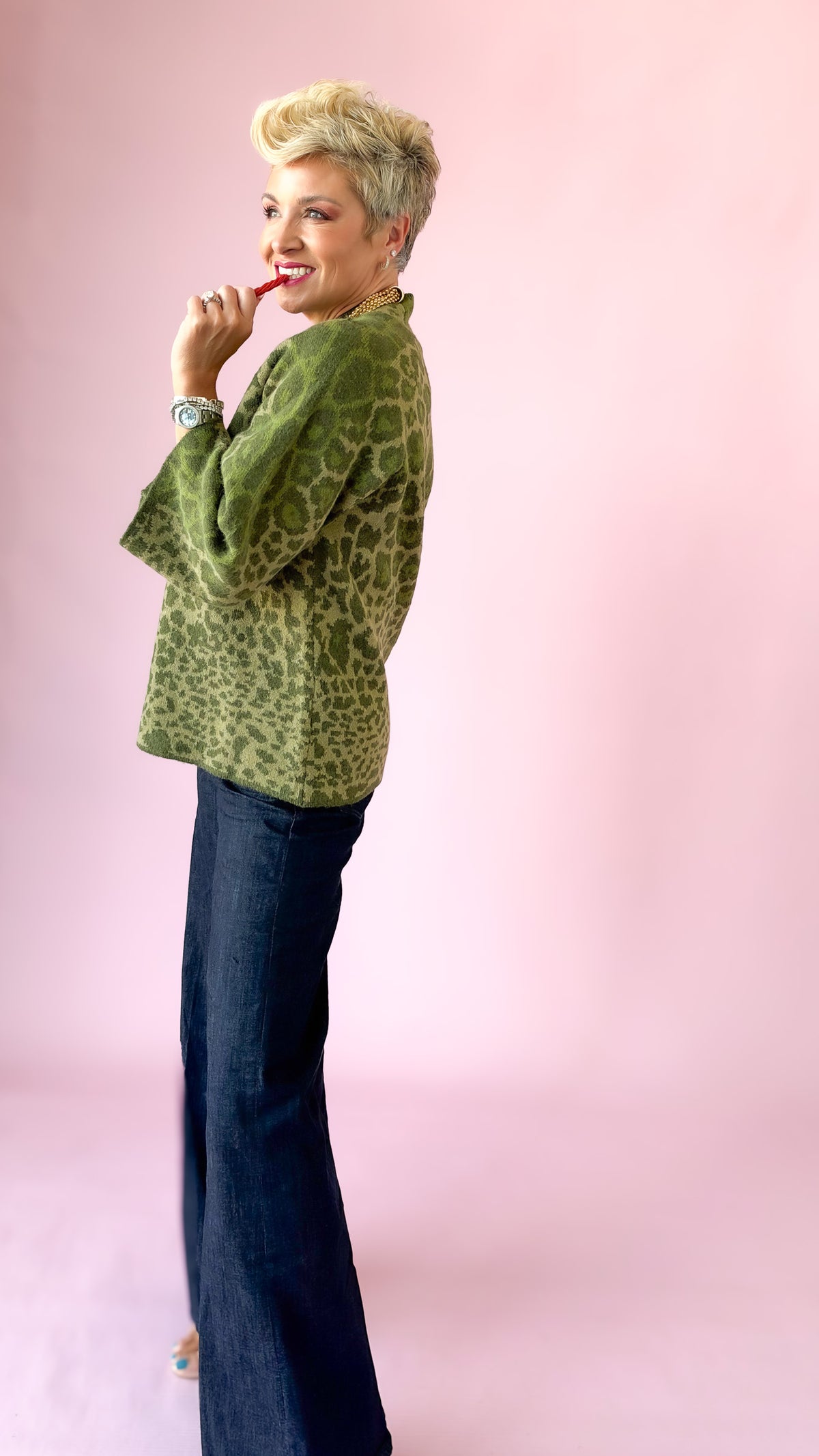 Mindy Leopard Sweater/Green