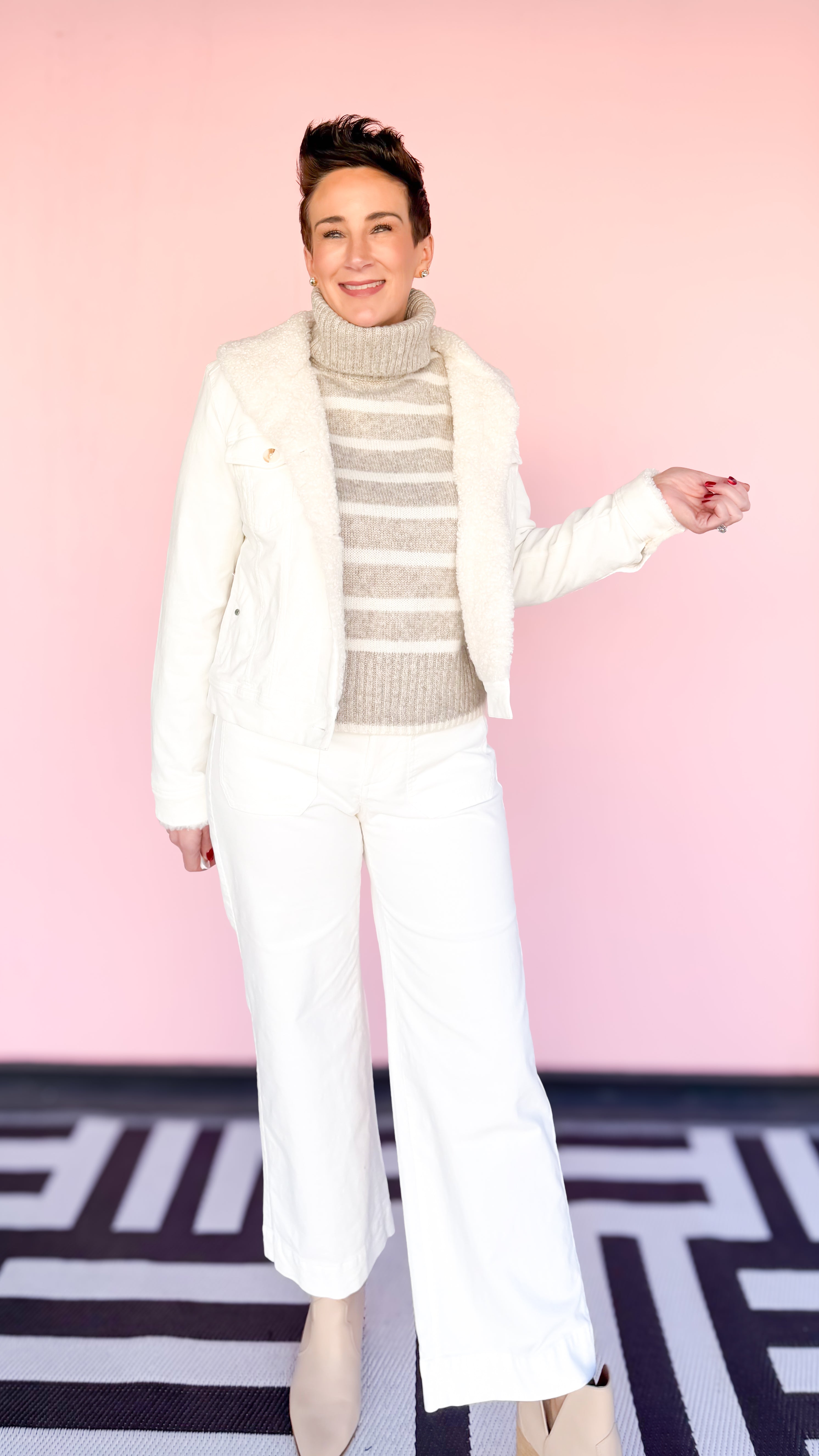 Micro Corduroy Wide Leg Trouser/Ivory