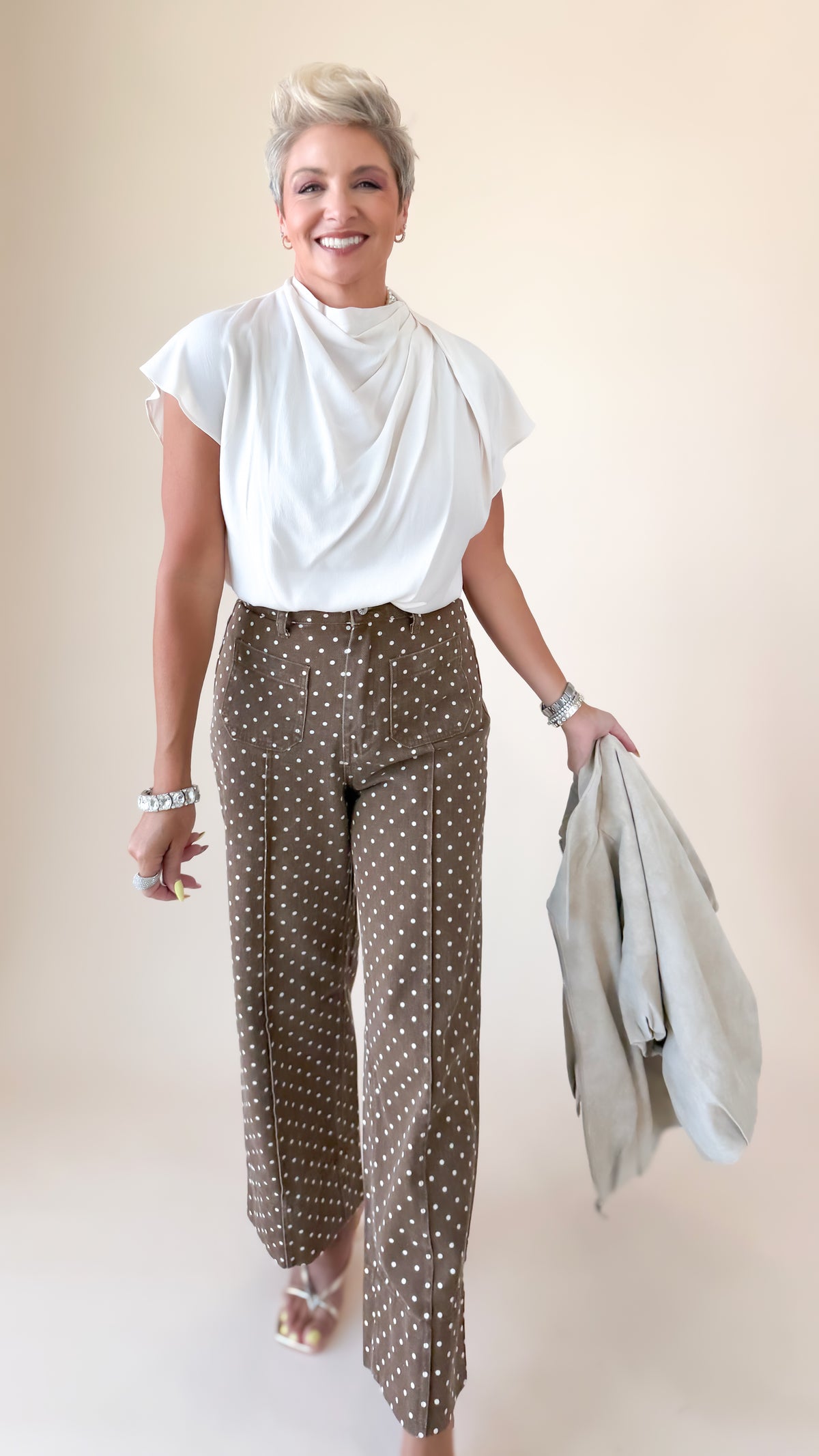 Cowl Neck Top/Ivory