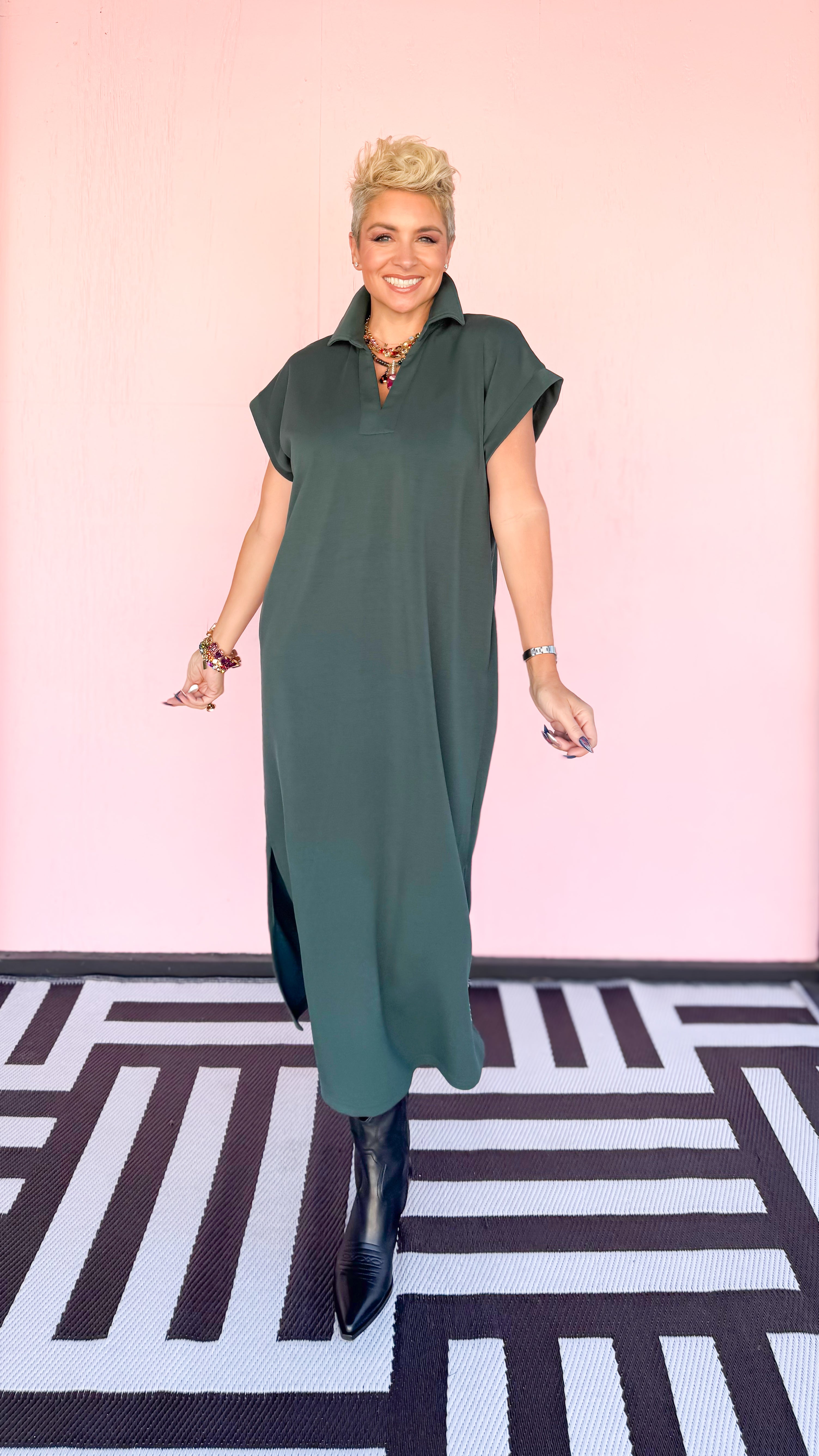 Hayden Knit Midi Dress/Green - The BLVD