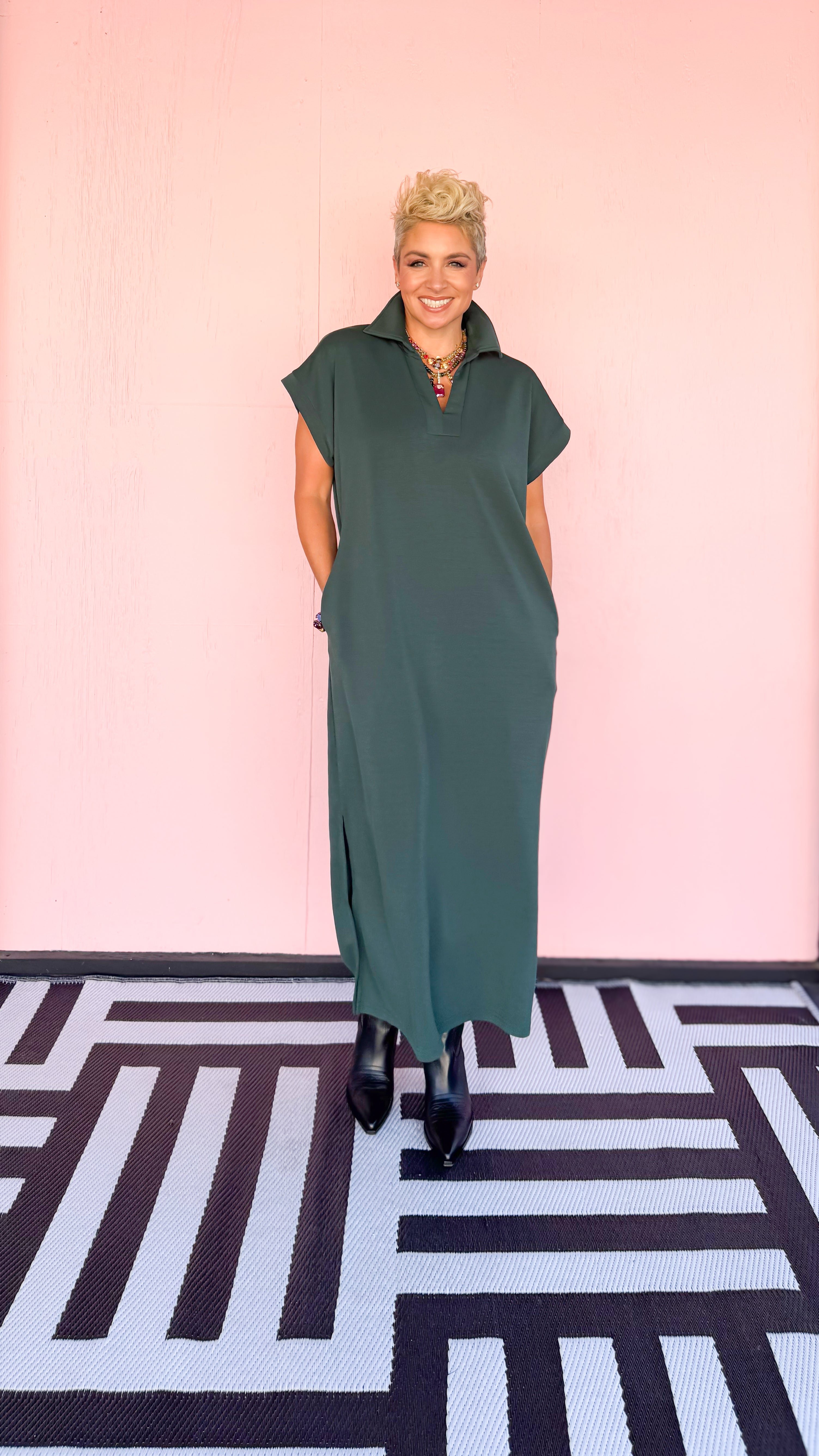 Hayden Knit Midi Dress/Green - The BLVD