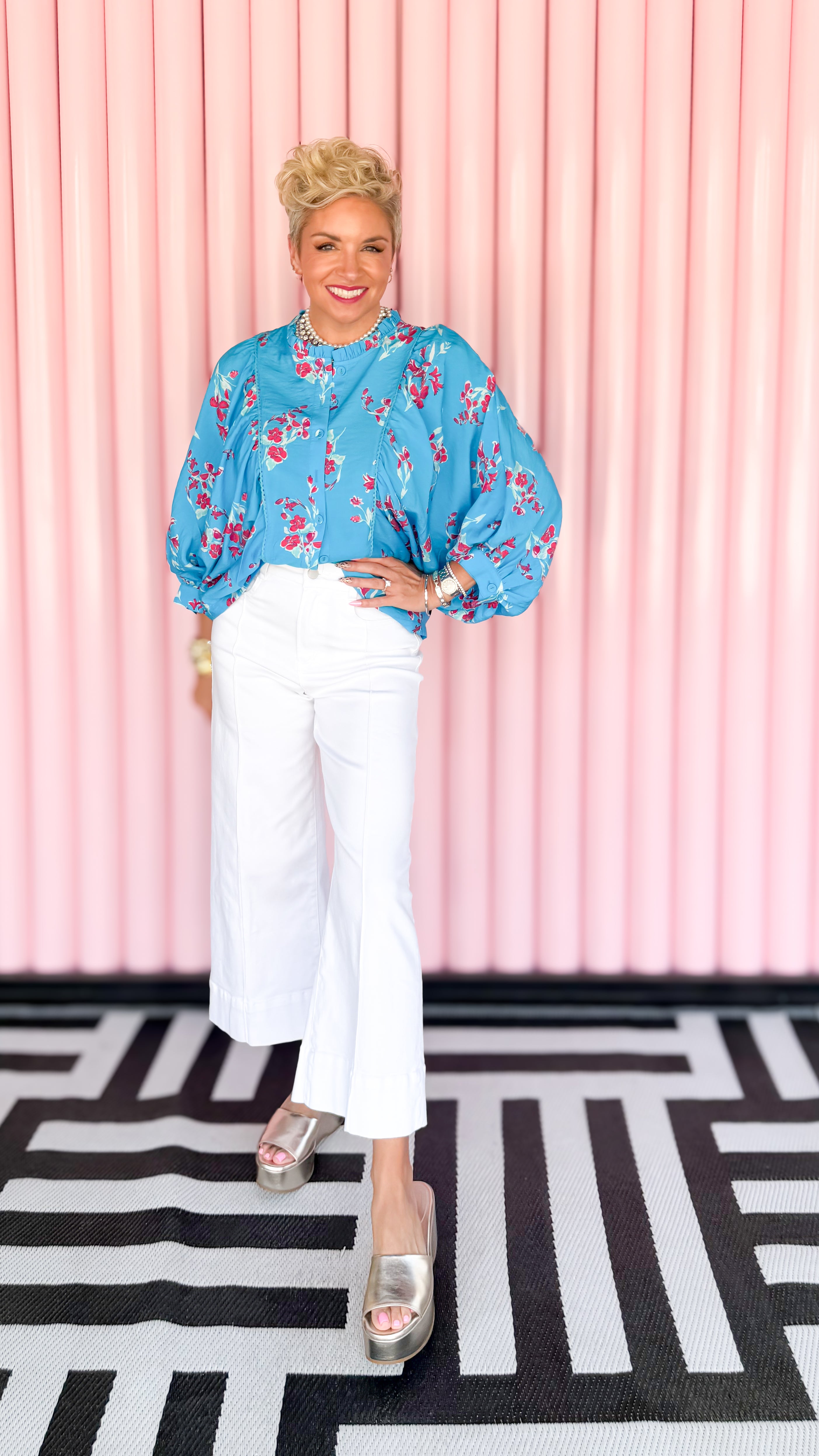 Audrey jean in white worn on model - side view - BLVD Boutik