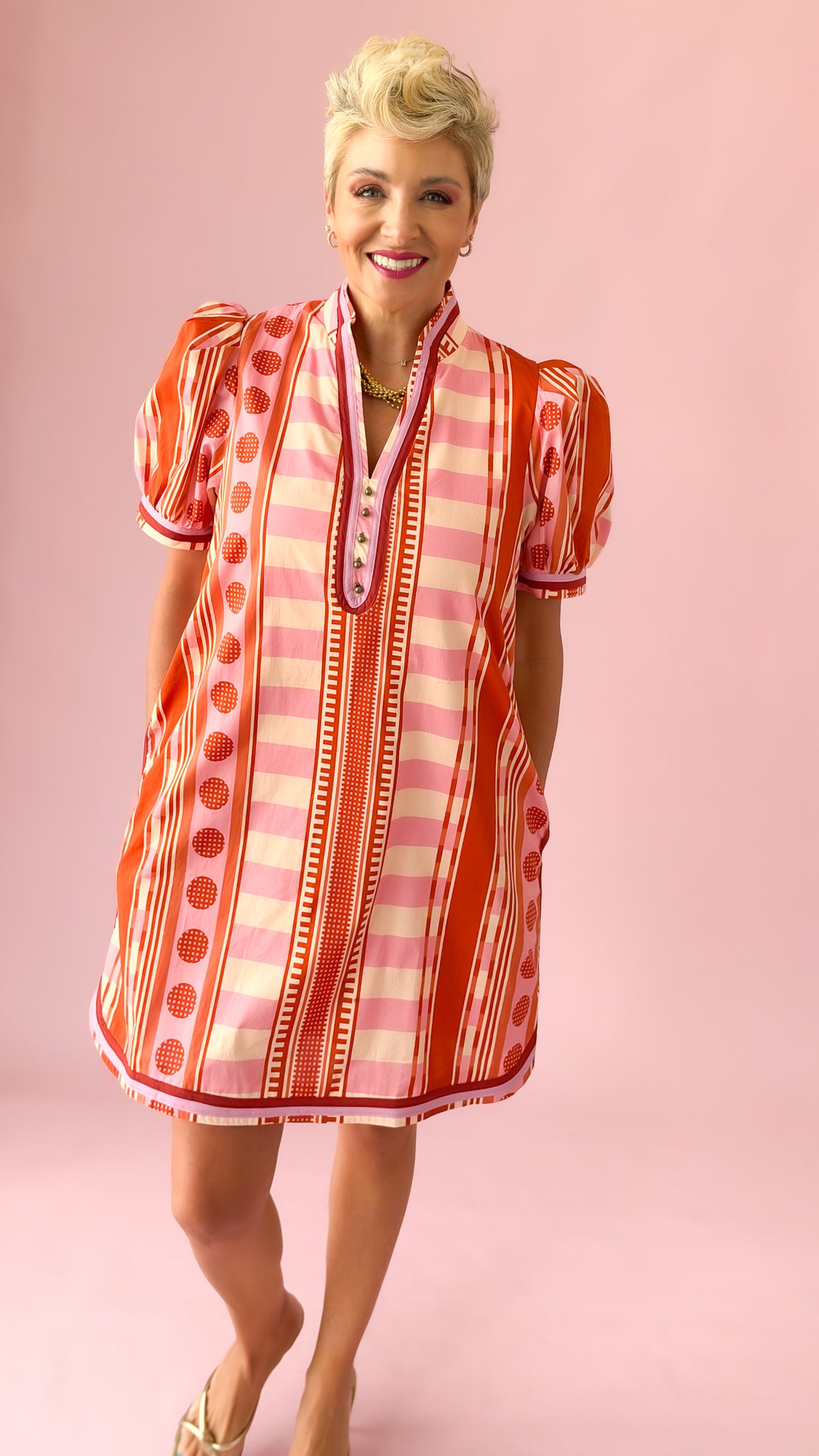 Piper Abstract Mini Dress/Pink