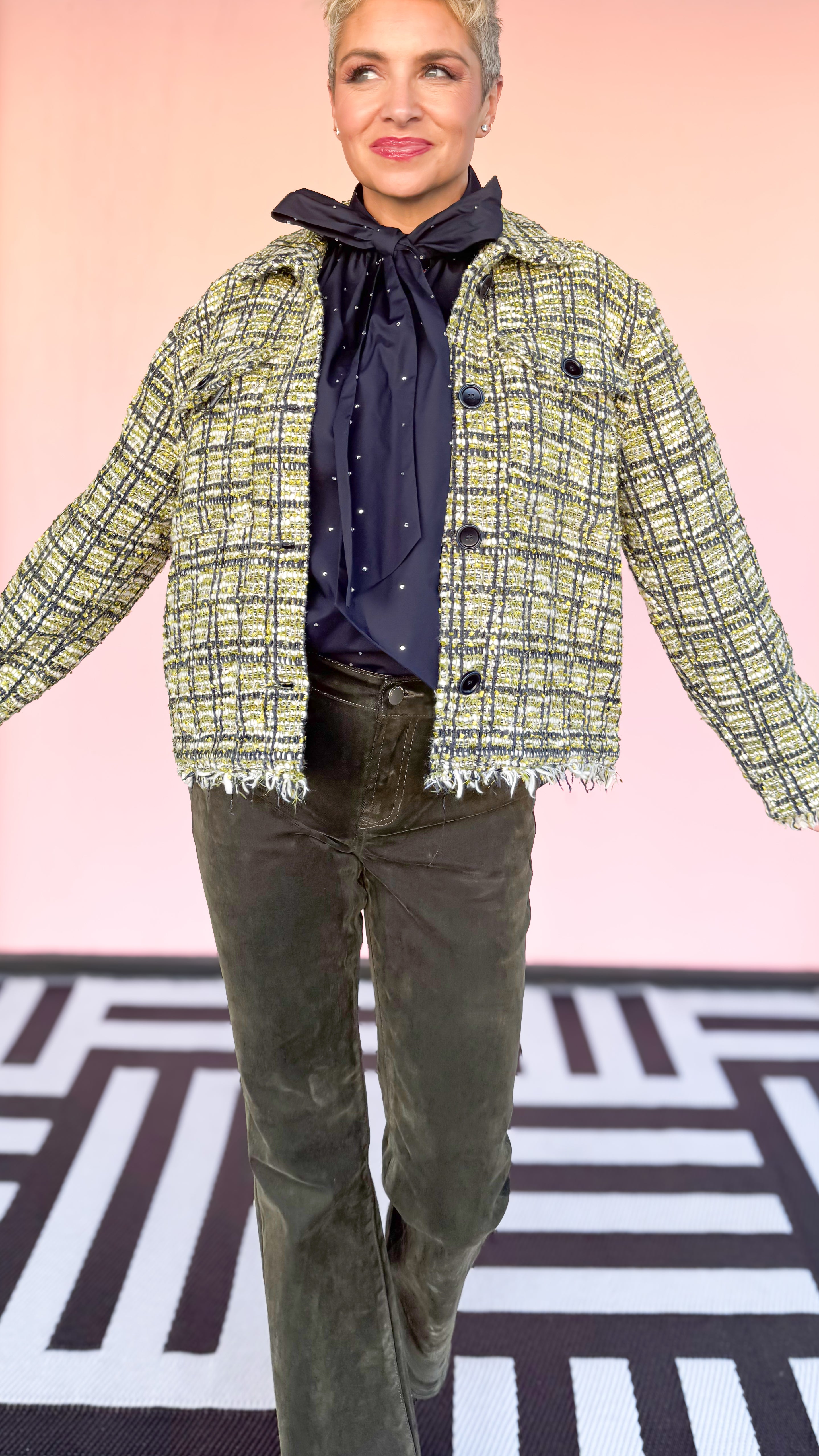 Green Plaid Boucle Jacket - The BLVD