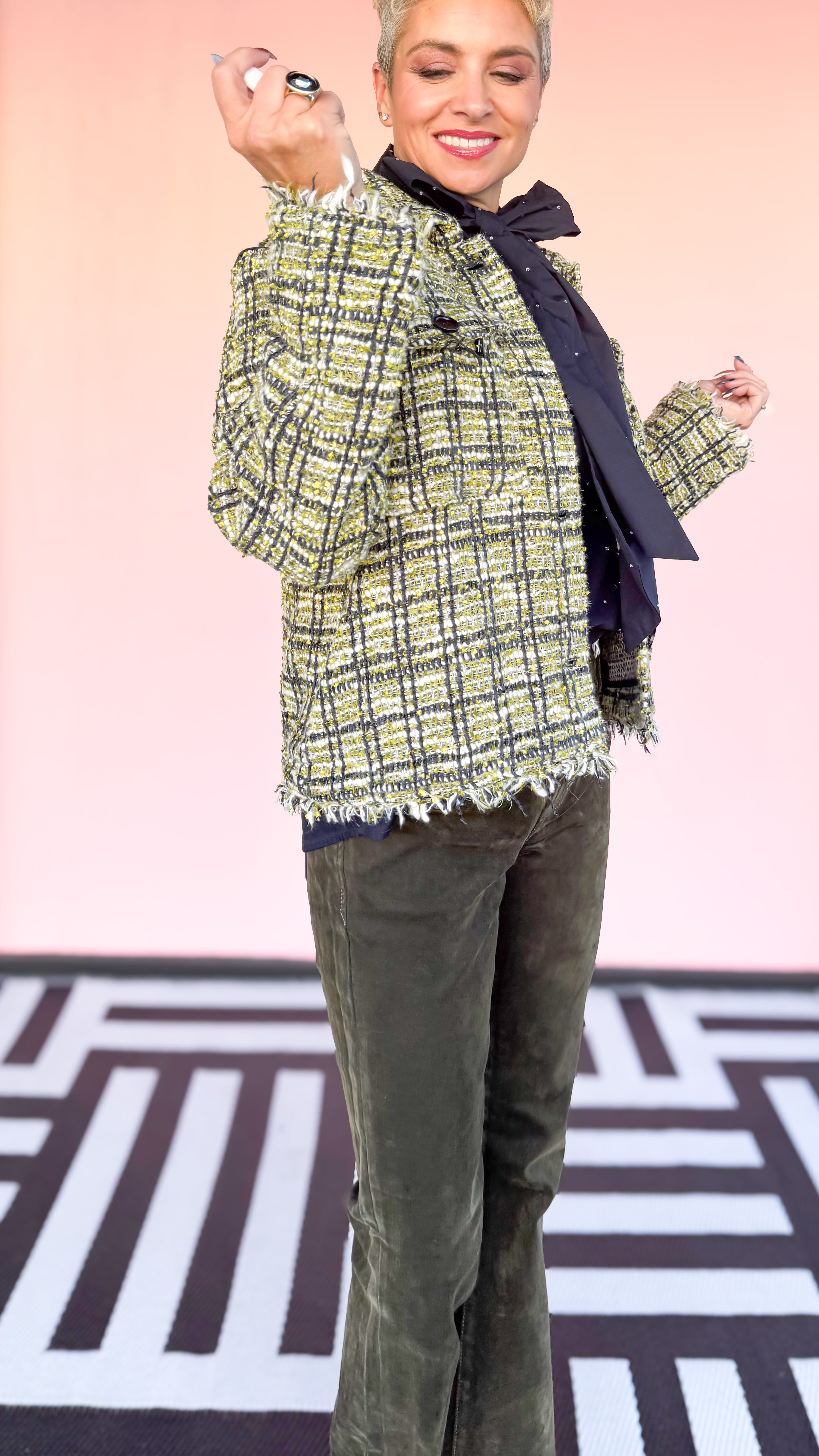 Green Plaid Boucle Jacket - The BLVD