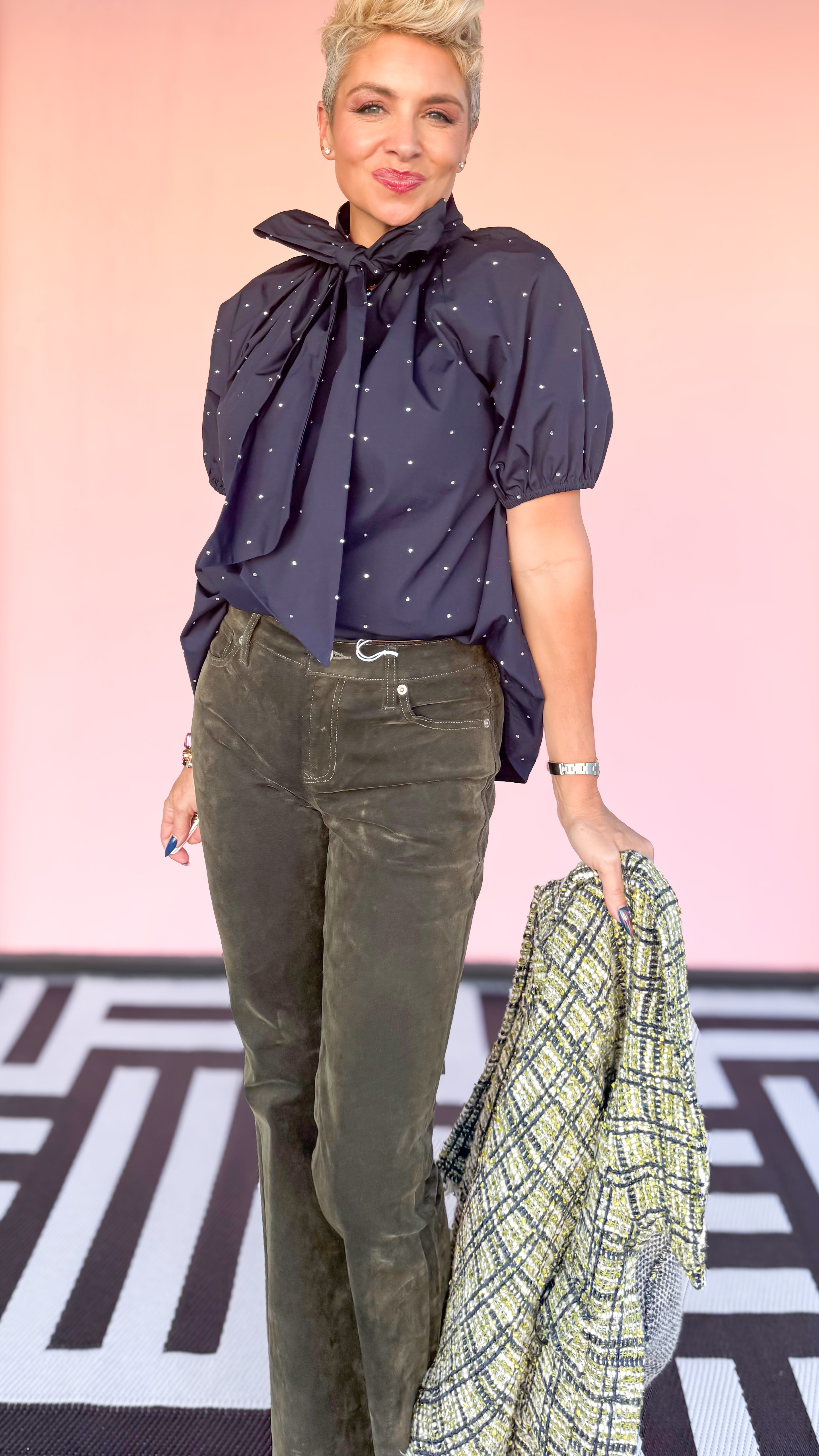 Ryan Bow Sparkle Top/Navy - The BLVD