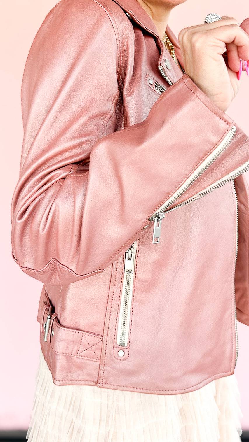 Sofia Leather Jacket/Rose Metallic - The BLVD