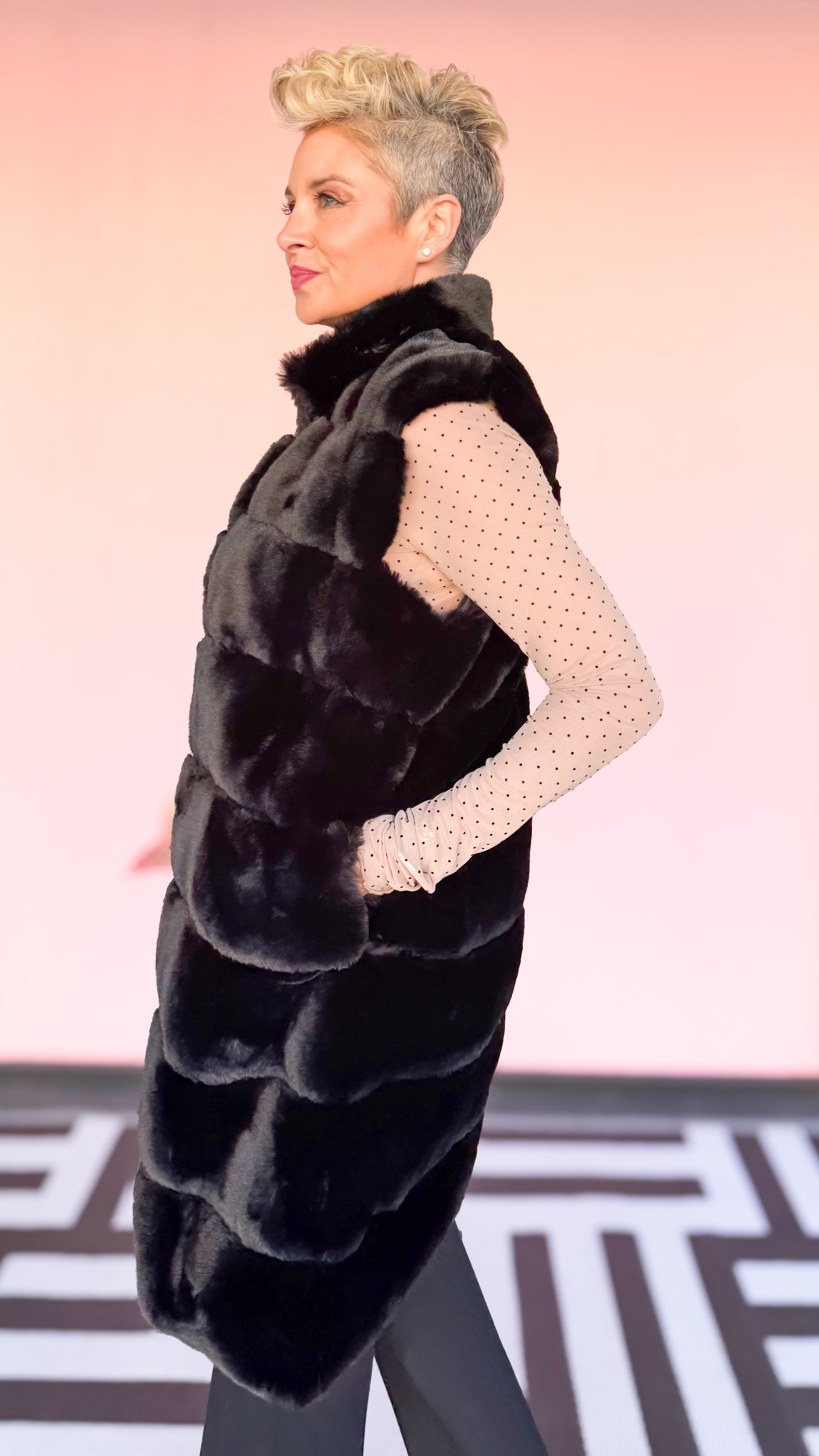 Black Faux Fur Long Vest