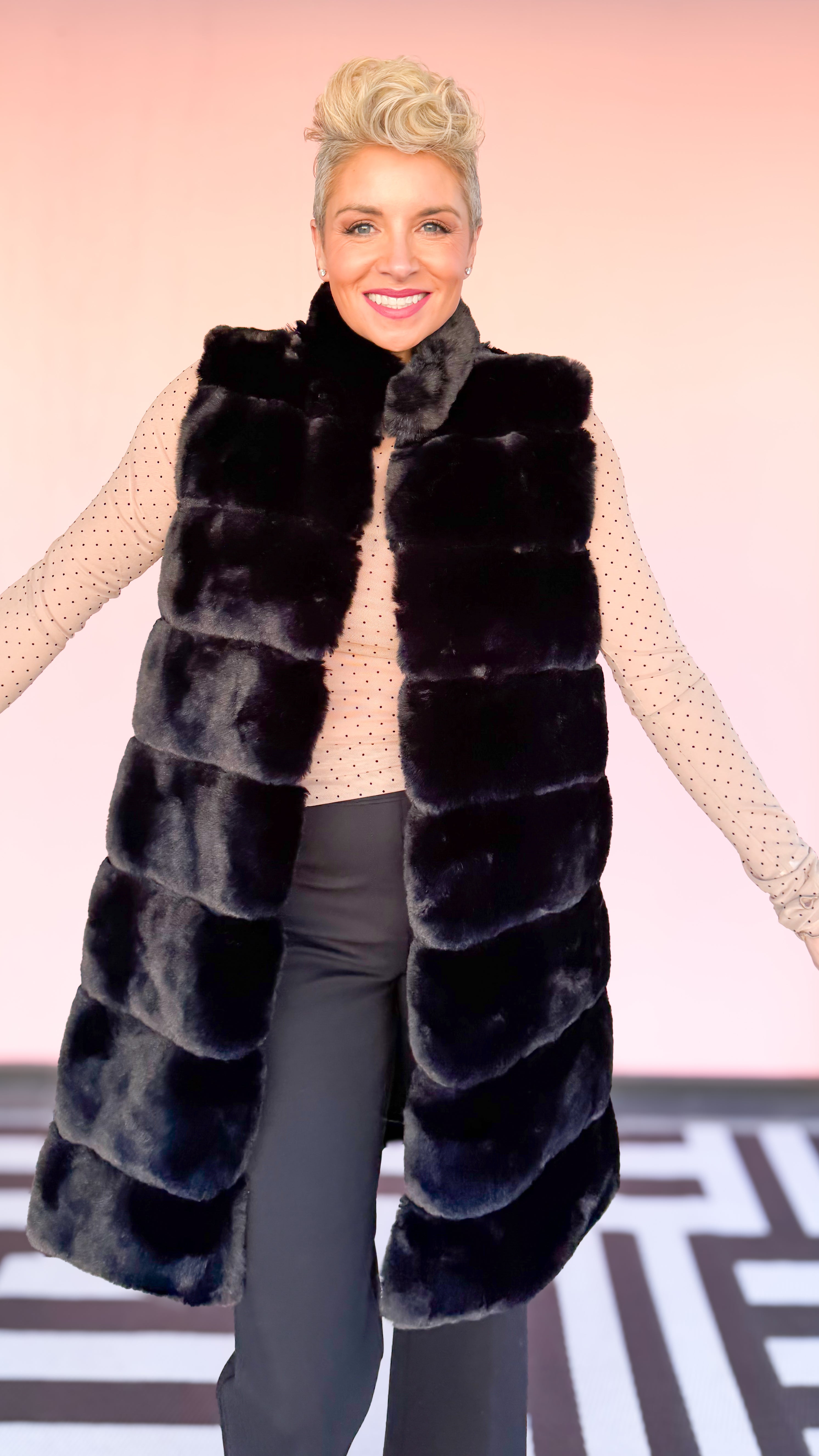 Black Faux Fur Long Vest