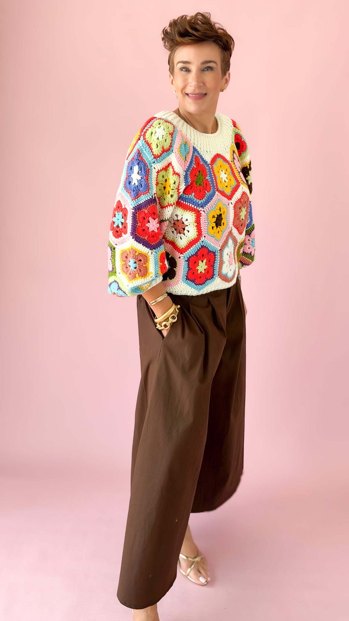 Granny Square Sweater/Multi