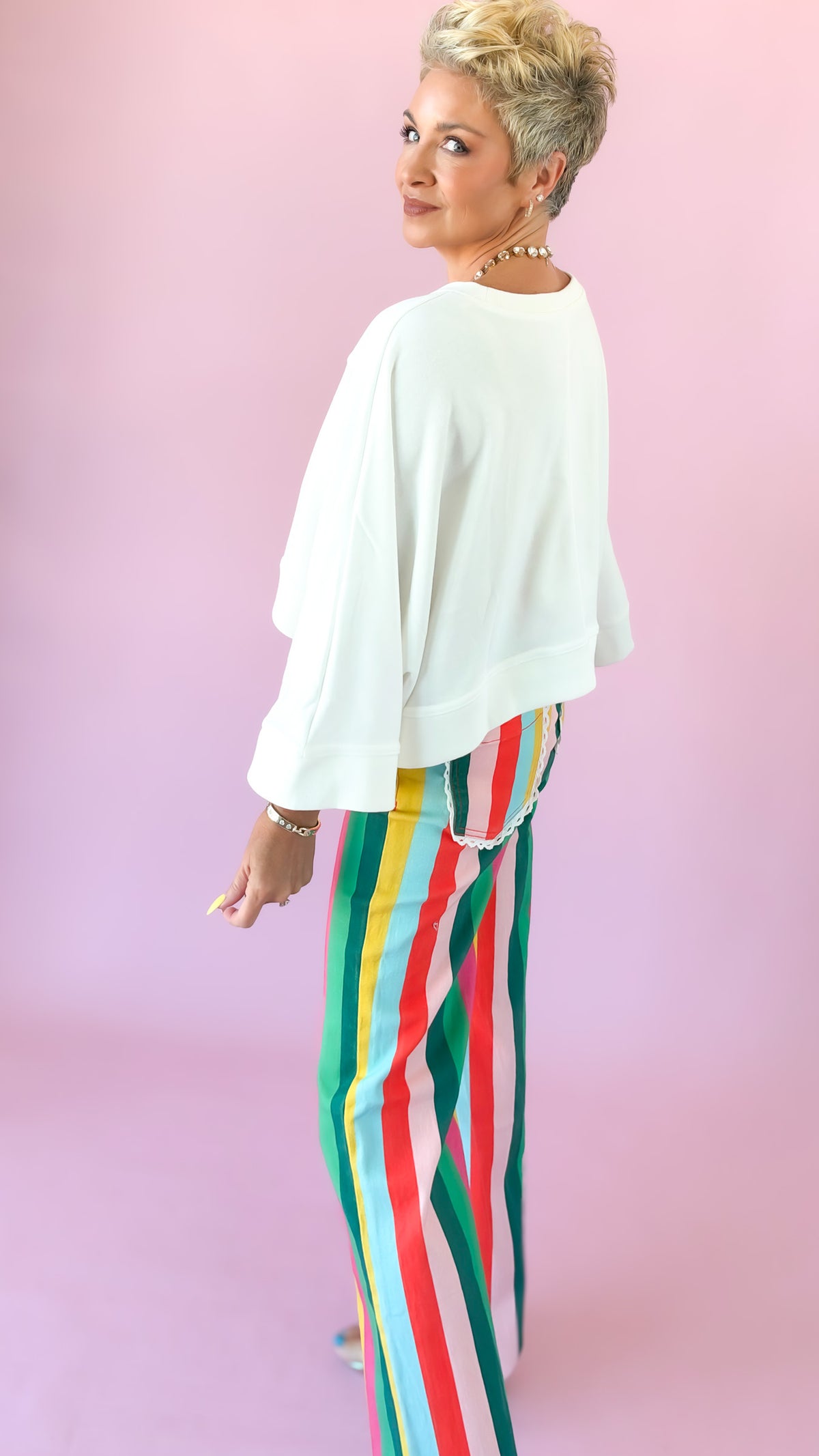 Dolman Sleeve Crop Top/Ivory