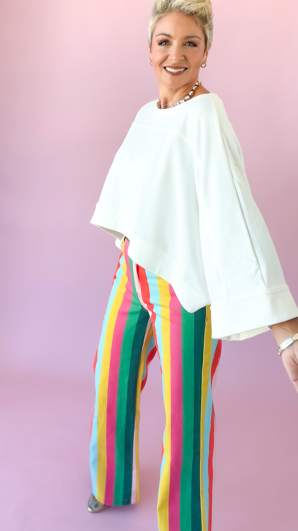 Dolman Sleeve Crop Top/Ivory